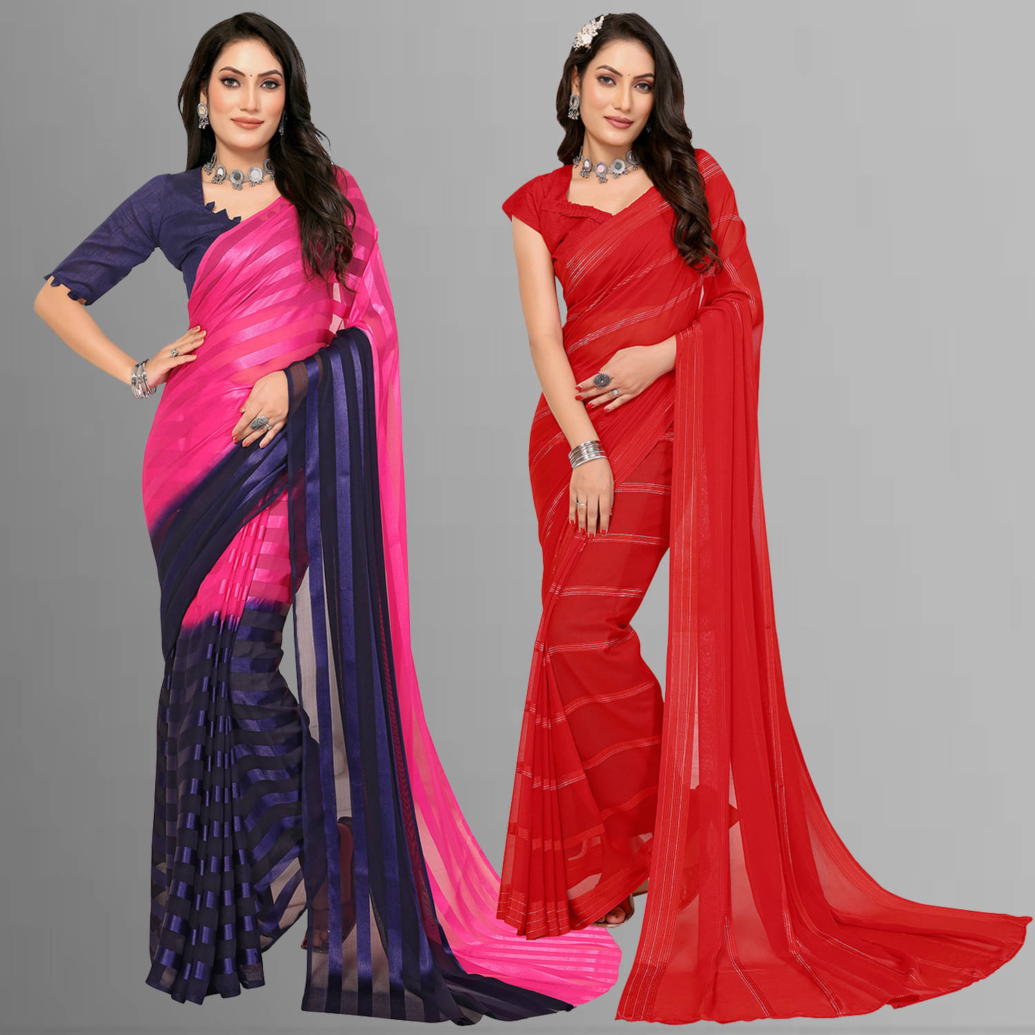 ANAND SAREES Satin Printed Saree With Unstitched Blouse Piece ( Multicolor ) ANAND SAREES Satin Printed Saree With Unstitched Blouse Piece ( Multicolor )