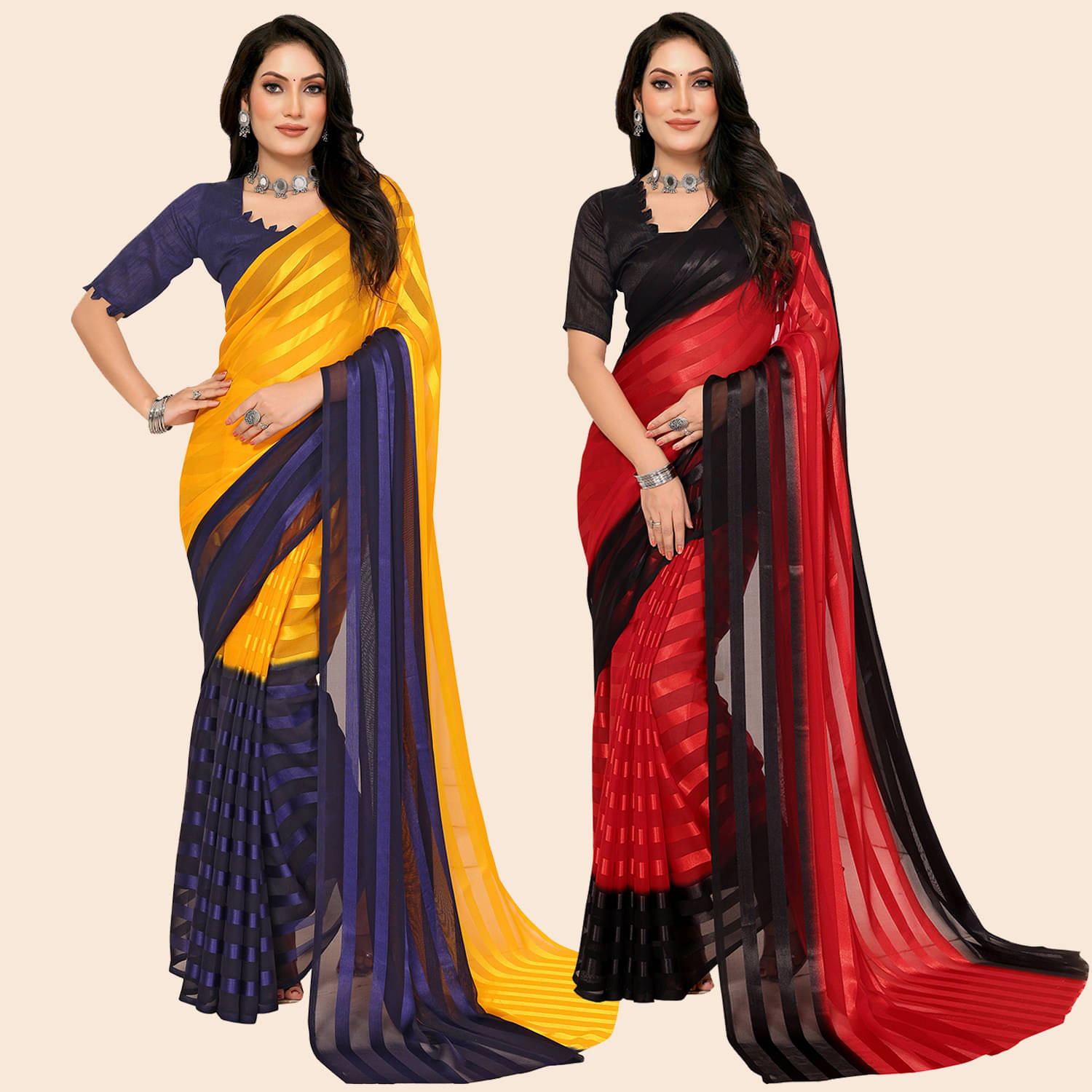 ANAND SAREES Satin Printed Saree With Unstitched Blouse Piece ( Multicolor ) ANAND SAREES Satin Printed Saree With Unstitched Blouse Piece ( Multicolor )