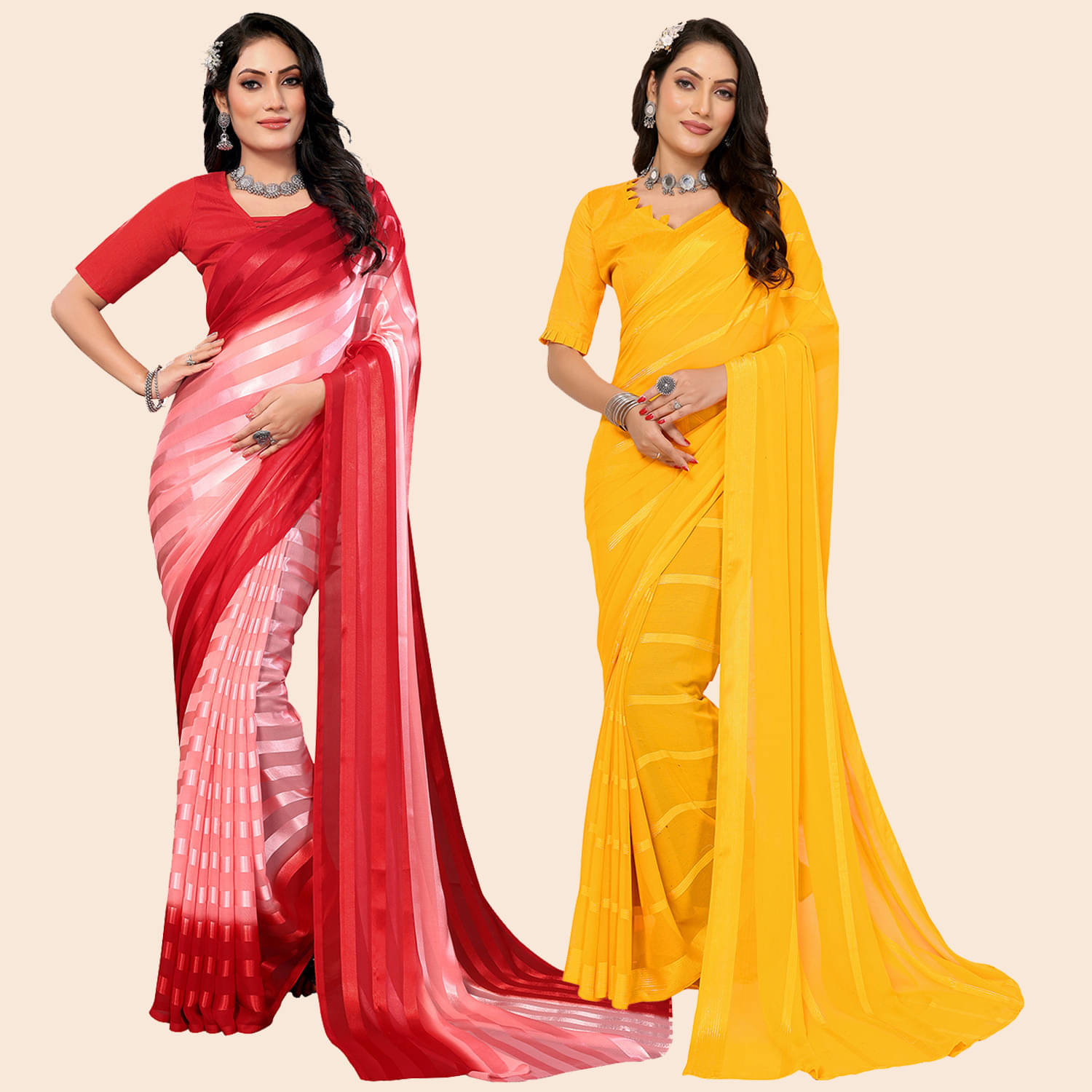 ANAND SAREES Satin Printed Saree With Unstitched Blouse Piece ( Multicolor ) ANAND SAREES Satin Printed Saree With Unstitched Blouse Piece ( Multicolor )