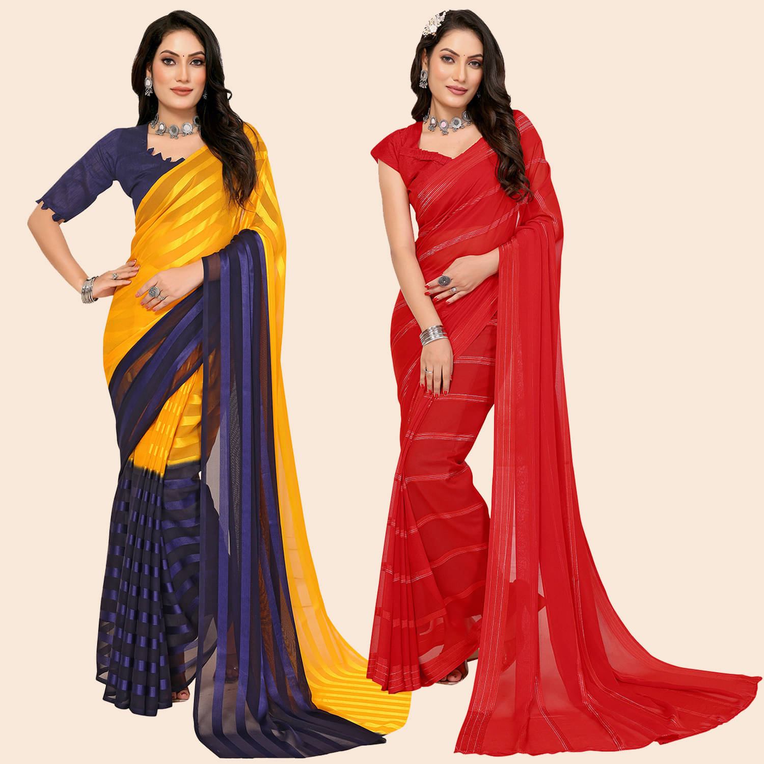 ANAND SAREES Satin Printed Saree With Unstitched Blouse Piece ( Multicolor ) ANAND SAREES Satin Printed Saree With Unstitched Blouse Piece ( Multicolor )