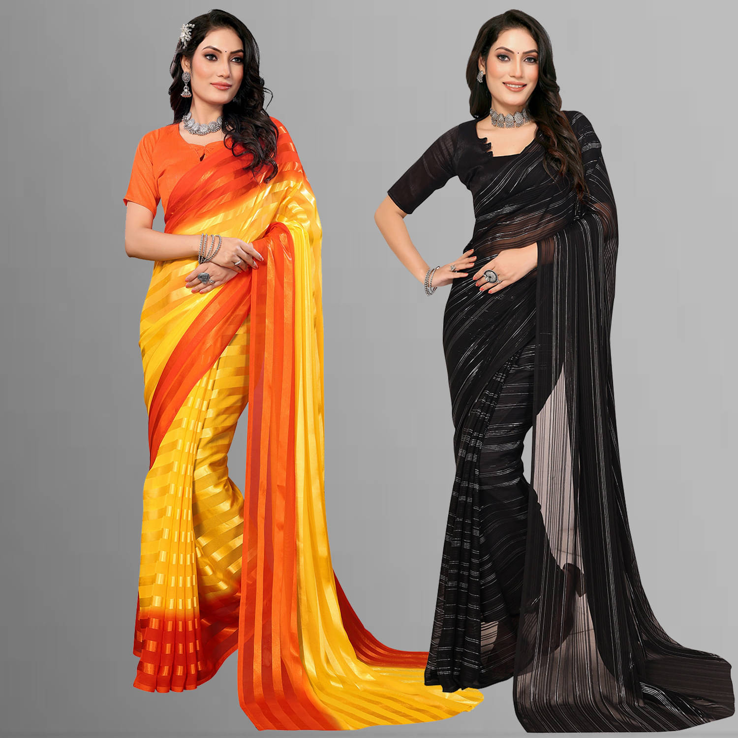 ANAND SAREES Satin Printed Saree With Unstitched Blouse Piece ( Multicolor ) ANAND SAREES Satin Printed Saree With Unstitched Blouse Piece ( Multicolor )