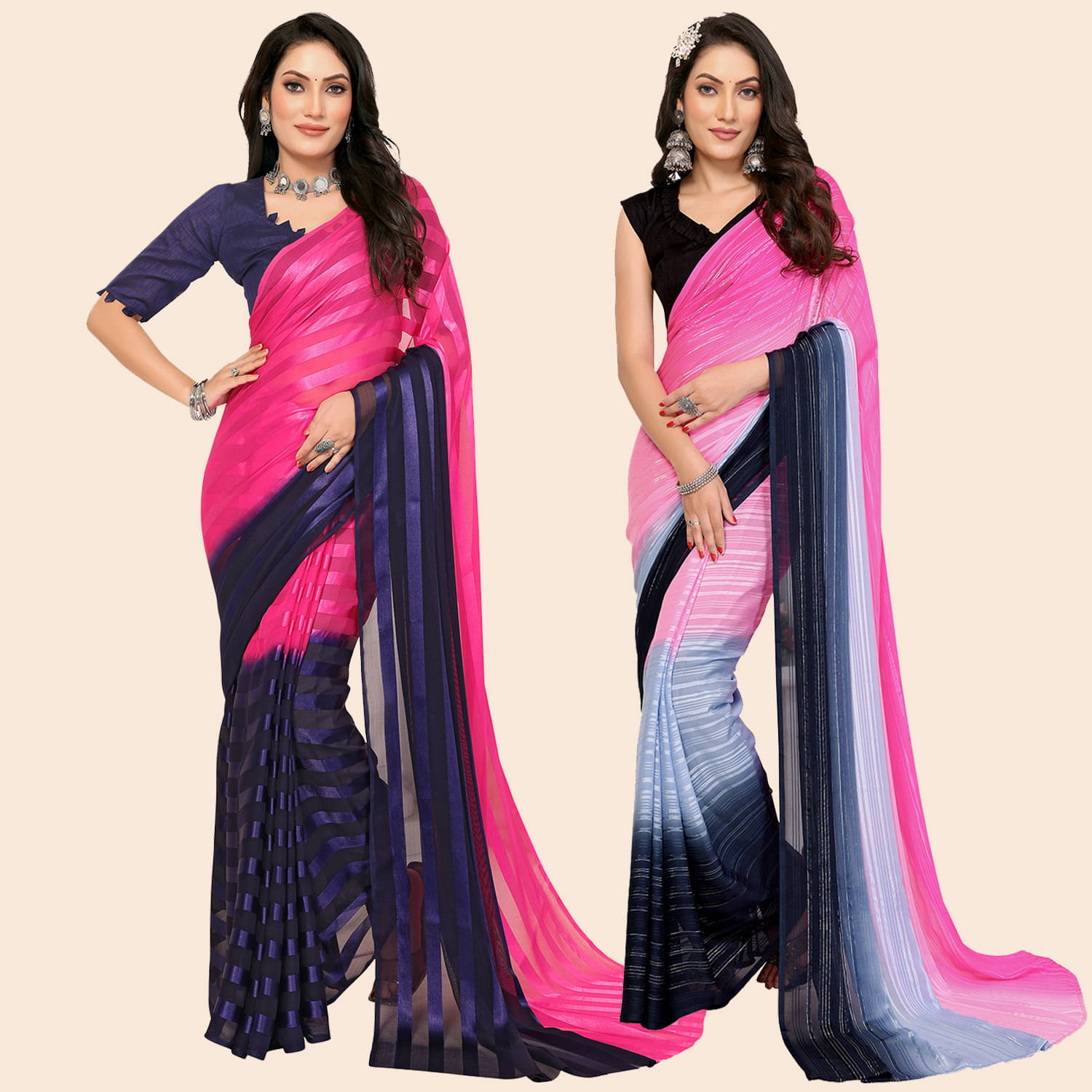 ANAND SAREES Satin Printed Saree With Unstitched Blouse Piece ( Multicolor ) ANAND SAREES Satin Printed Saree With Unstitched Blouse Piece ( Multicolor )