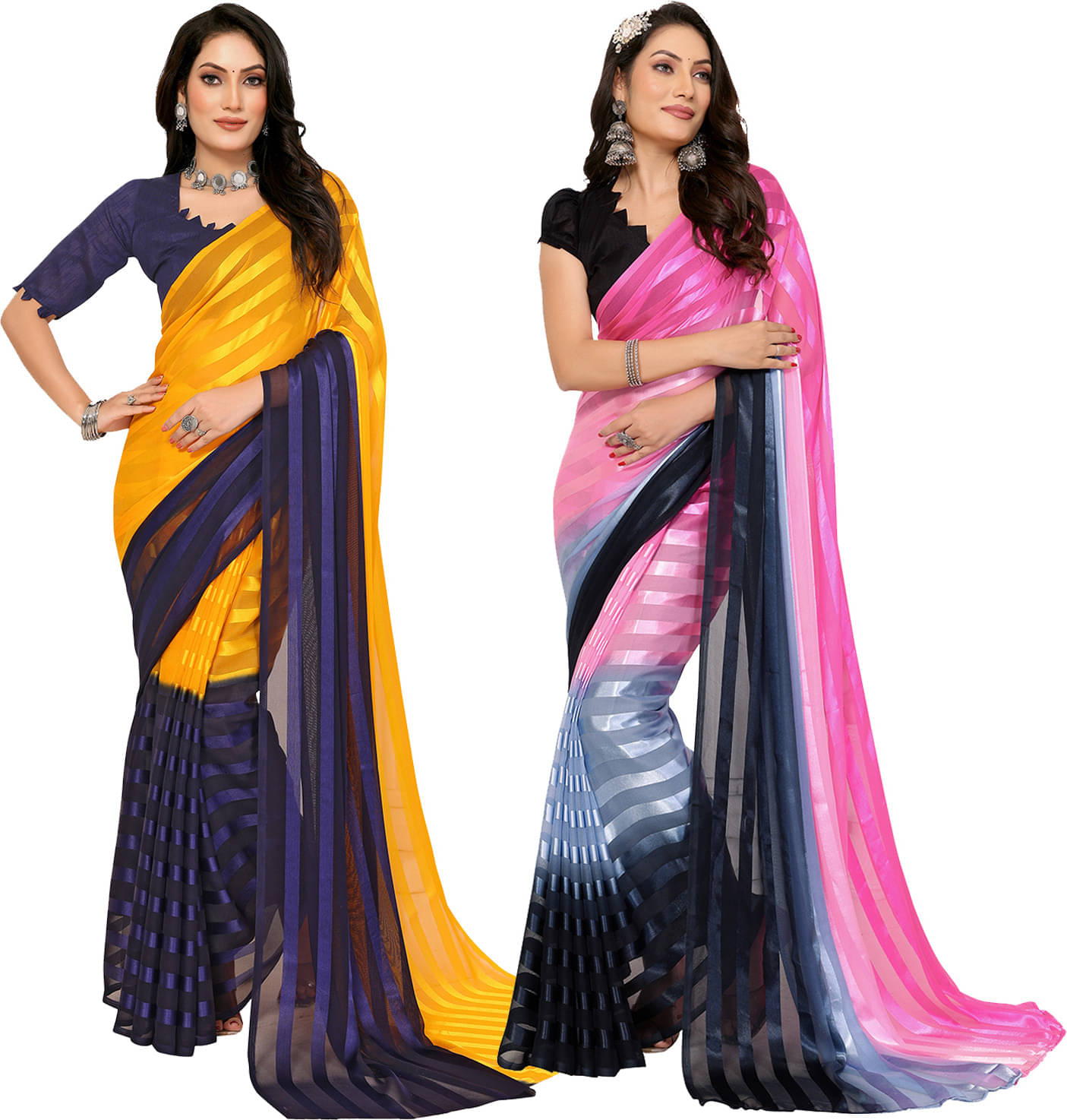 ANAND SAREES Satin Printed Saree With Unstitched Blouse Piece ( Multicolor ) ANAND SAREES Satin Printed Saree With Unstitched Blouse Piece ( Multicolor )