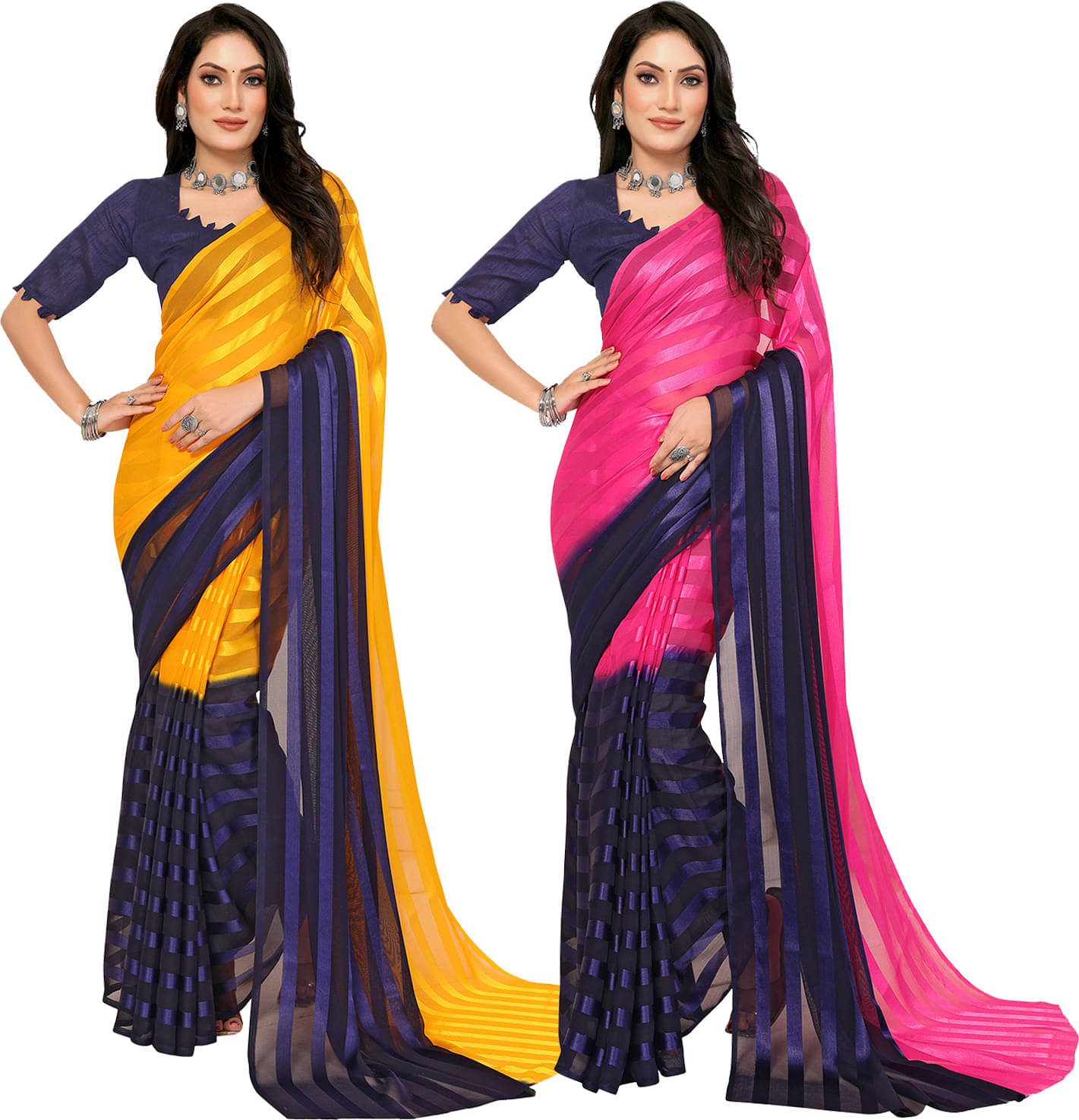 ANAND SAREES Satin Printed Saree With Unstitched Blouse Piece ( Multicolor ) ANAND SAREES Satin Printed Saree With Unstitched Blouse Piece ( Multicolor )