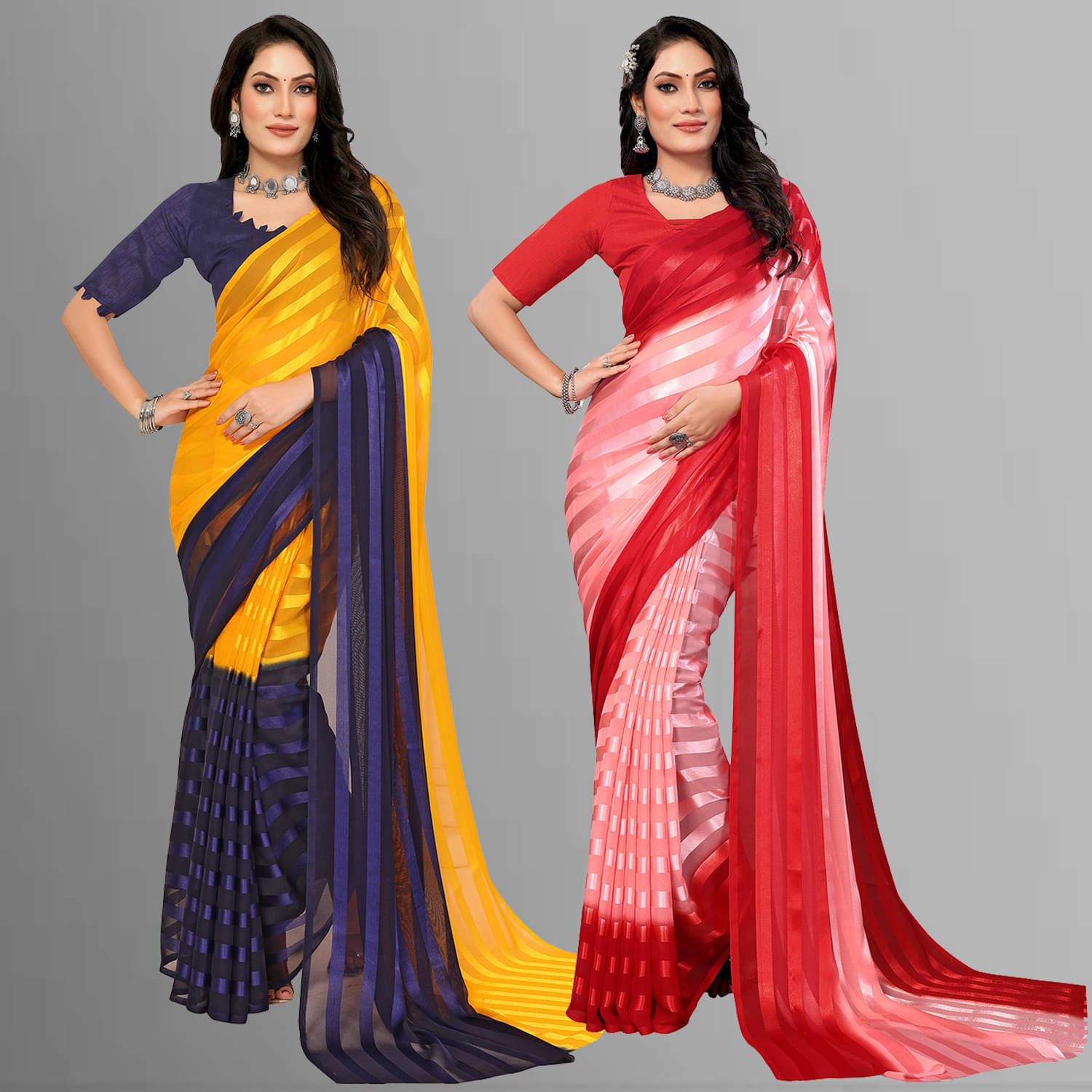 ANAND SAREES Satin Printed Saree With Unstitched Blouse Piece ( Multicolor ) ANAND SAREES Satin Printed Saree With Unstitched Blouse Piece ( Multicolor )