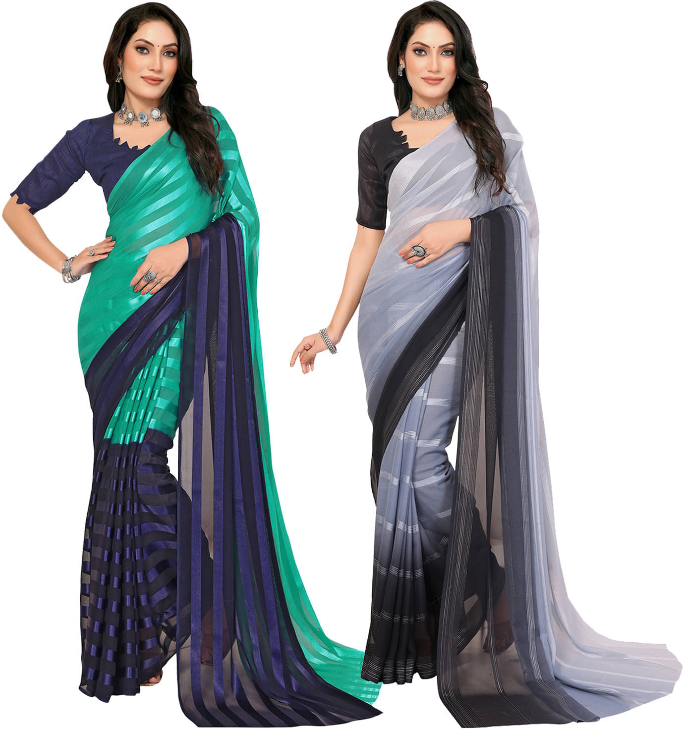 ANAND SAREES Satin Printed Saree With Unstitched Blouse Piece ( Multicolor ) ANAND SAREES Satin Printed Saree With Unstitched Blouse Piece ( Multicolor )