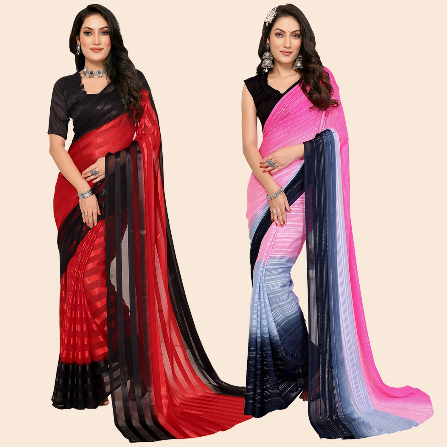 ANAND SAREES Satin Printed Saree With Unstitched Blouse Piece ( Multicolor ) ANAND SAREES Satin Printed Saree With Unstitched Blouse Piece ( Multicolor )