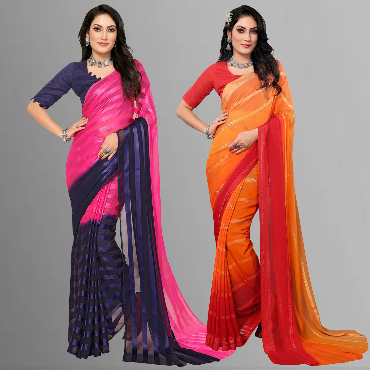 ANAND SAREES Satin Printed Saree With Unstitched Blouse Piece ( Multicolor ) ANAND SAREES Satin Printed Saree With Unstitched Blouse Piece ( Multicolor )