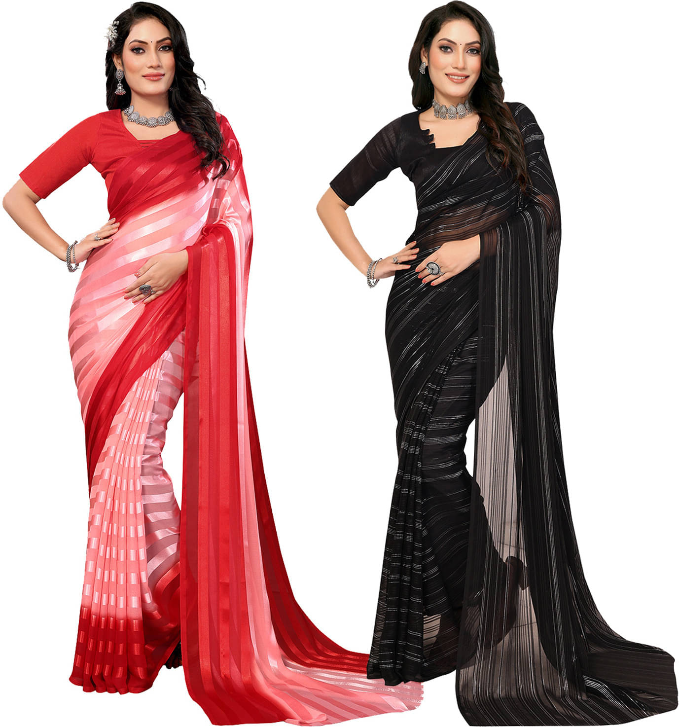 ANAND SAREES Satin Printed Saree With Unstitched Blouse Piece ( Multicolor ) ANAND SAREES Satin Printed Saree With Unstitched Blouse Piece ( Multicolor )
