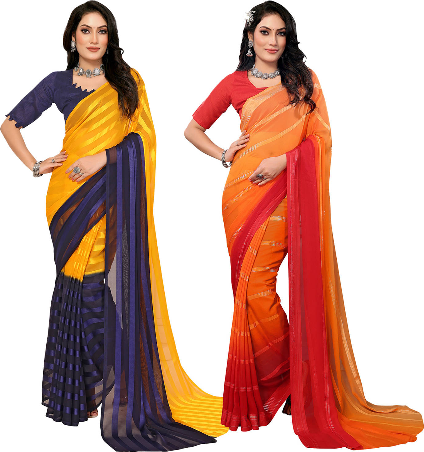 ANAND SAREES Satin Printed Saree With Unstitched Blouse Piece ( Multicolor ) ANAND SAREES Satin Printed Saree With Unstitched Blouse Piece ( Multicolor )