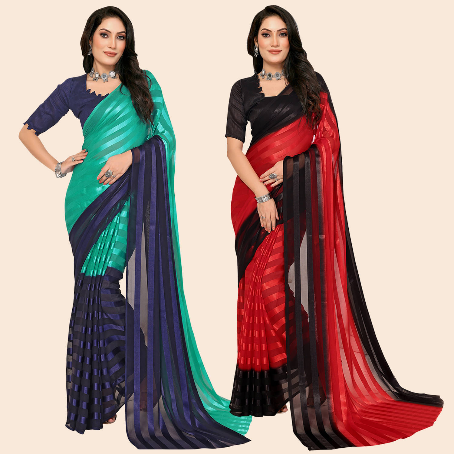 ANAND SAREES Satin Printed Saree With Unstitched Blouse Piece ( Multicolor ) ANAND SAREES Satin Printed Saree With Unstitched Blouse Piece ( Multicolor )