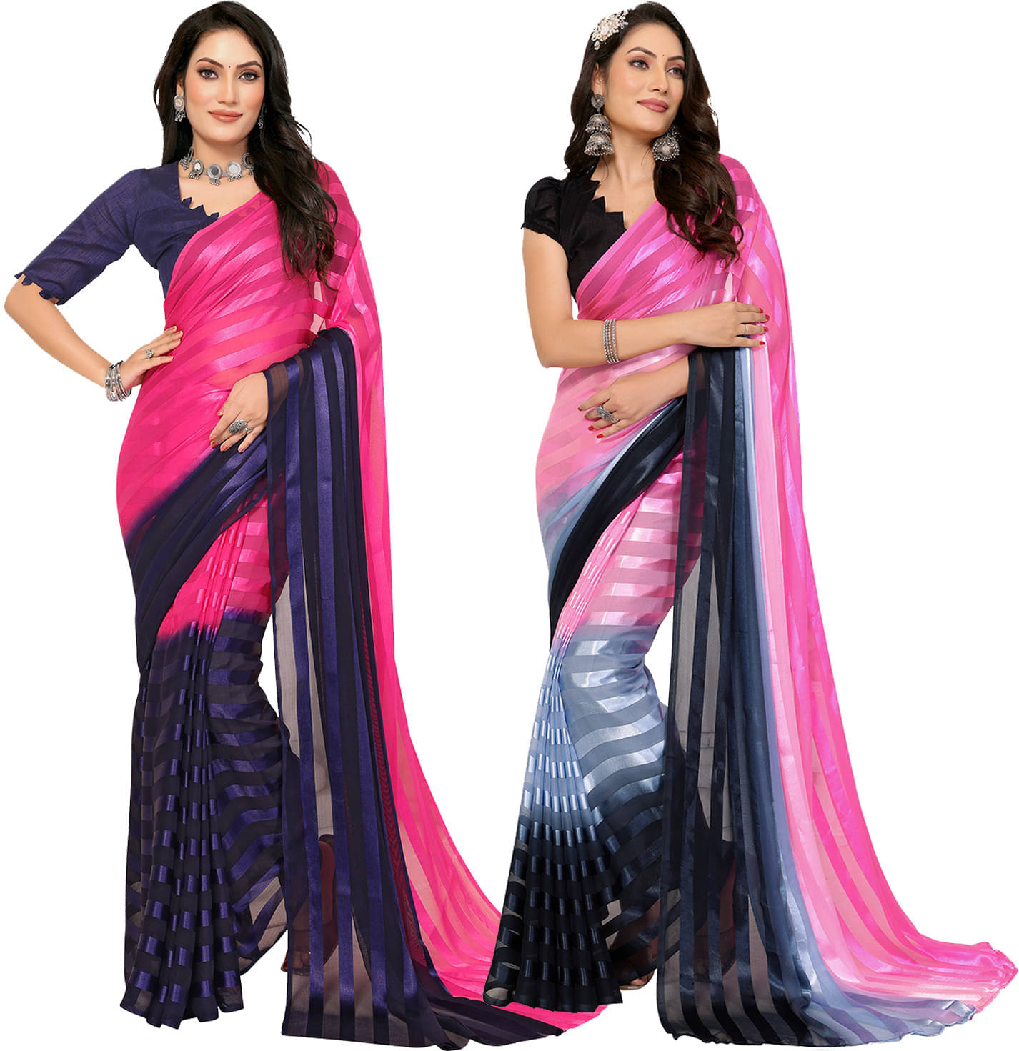 ANAND SAREES Satin Printed Saree With Unstitched Blouse Piece ( Multicolor ) ANAND SAREES Satin Printed Saree With Unstitched Blouse Piece ( Multicolor )