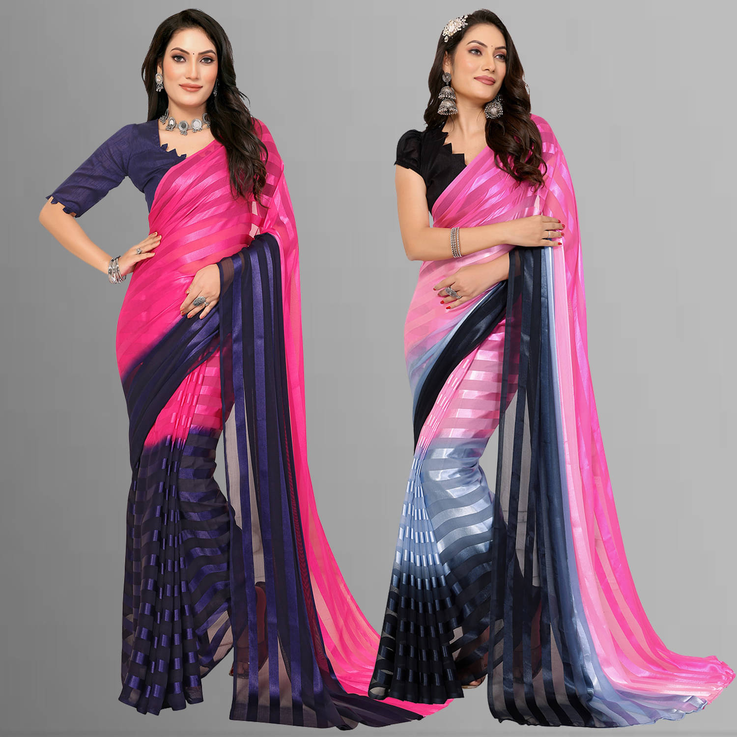 ANAND SAREES Satin Printed Saree With Unstitched Blouse Piece ( Multicolor ) ANAND SAREES Satin Printed Saree With Unstitched Blouse Piece ( Multicolor )