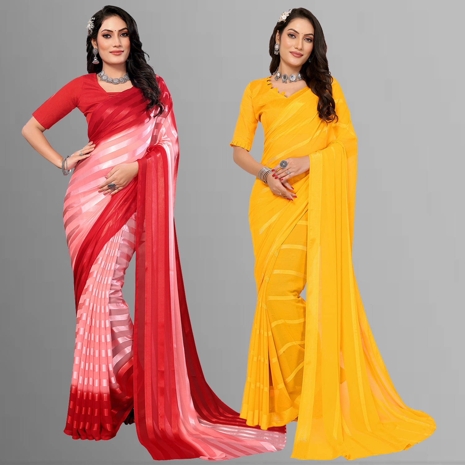 ANAND SAREES Satin Printed Saree With Unstitched Blouse Piece ( Multicolor ) ANAND SAREES Satin Printed Saree With Unstitched Blouse Piece ( Multicolor )