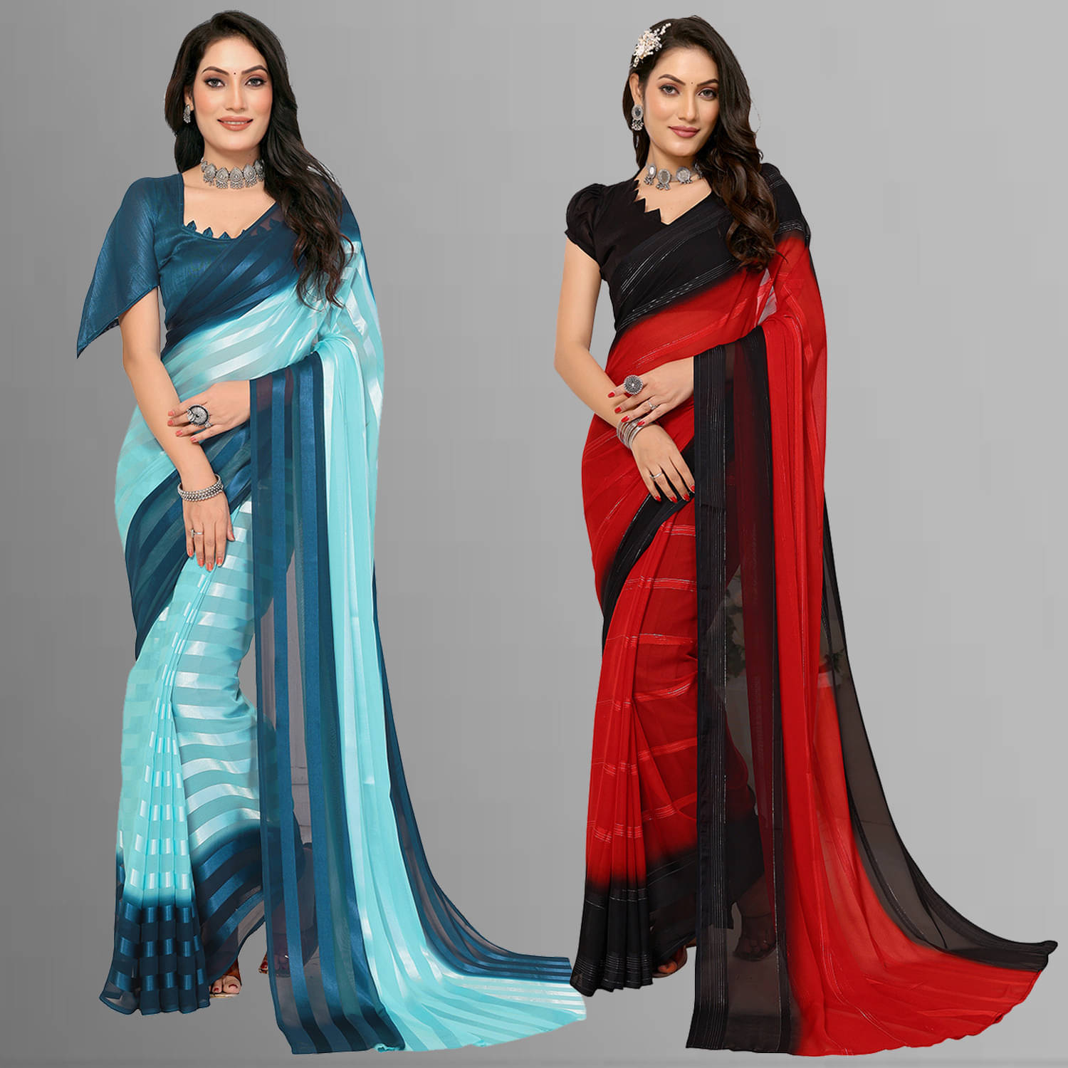 ANAND SAREES Satin Striped Saree With Unstitched Blouse Piece ( Multicolor ) ANAND SAREES Satin Striped Saree With Unstitched Blouse Piece ( Multicolor )