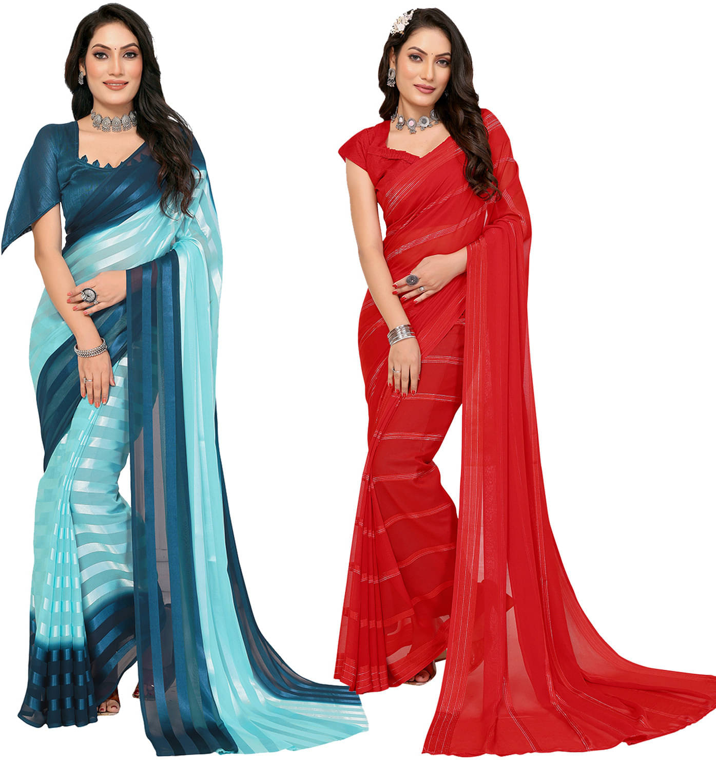     			ANAND SAREES Satin Striped Saree With Unstitched Blouse Piece ( Multicolor )