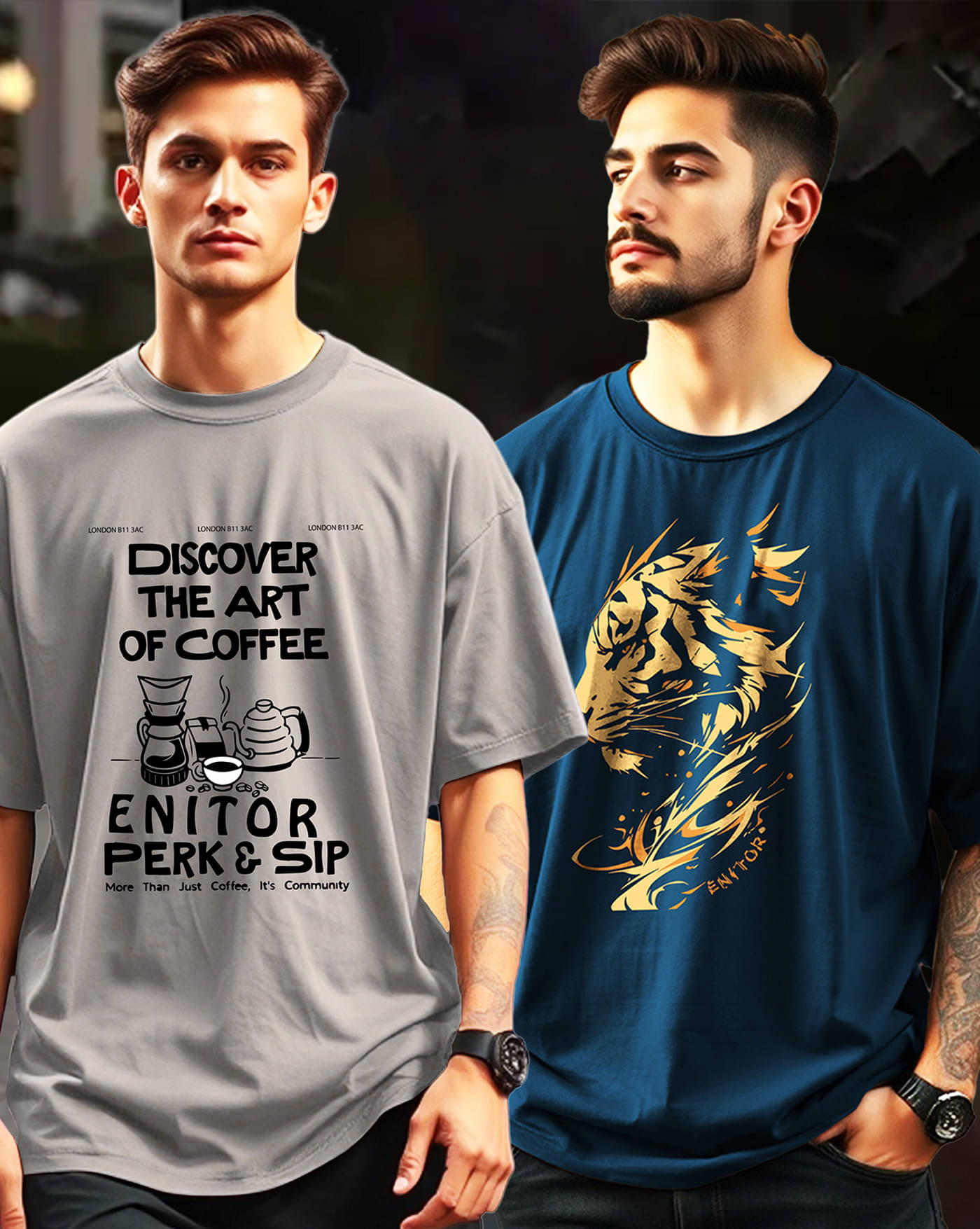     			AOOSH Men Cotton Blend Oversized Fit Printed T-Shirt ( Grey )
