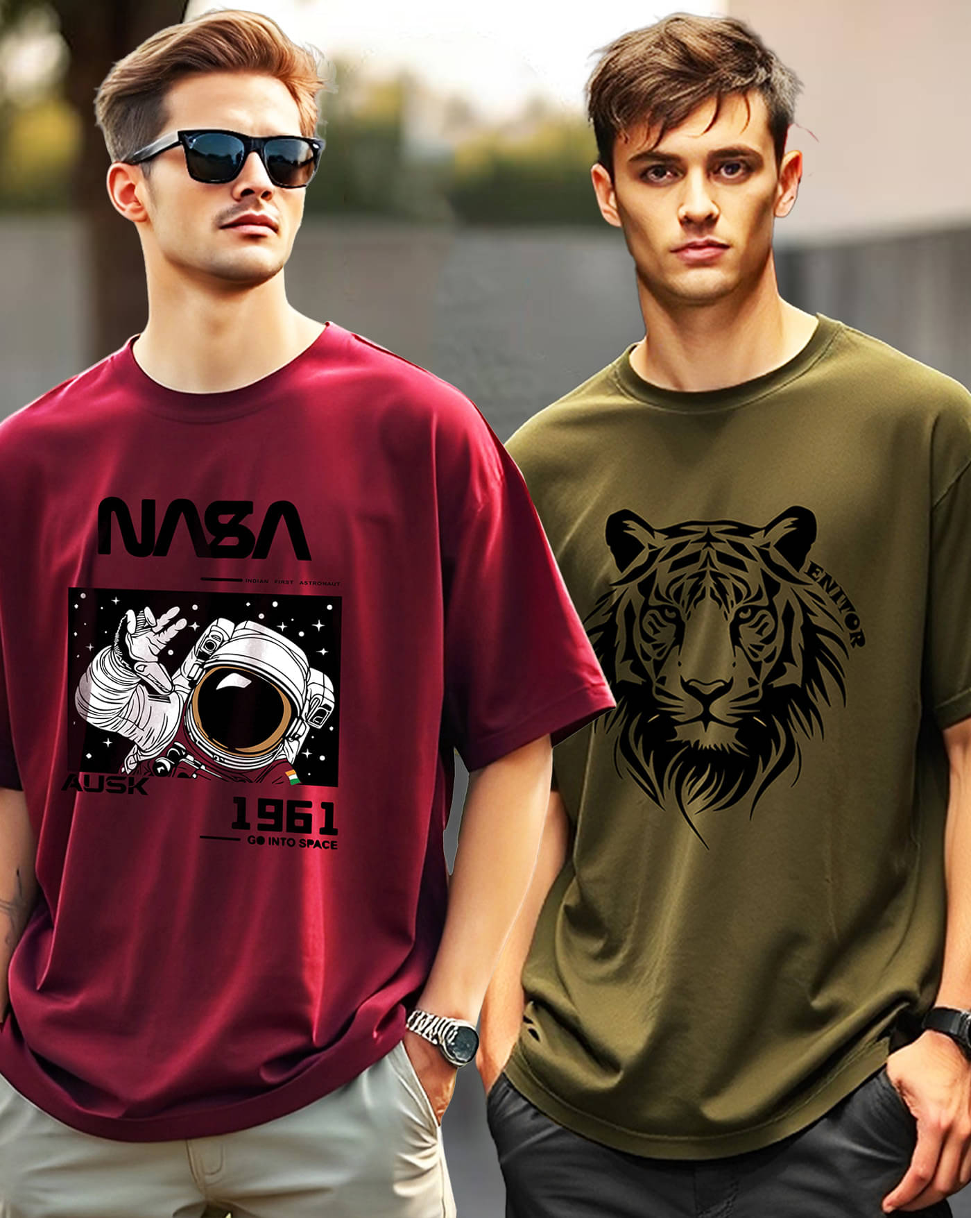AOOSH Men Cotton Blend Oversized Fit Printed T-Shirt ( Green ) AOOSH Men Cotton Blend Oversized Fit Printed T-Shirt ( Green )
