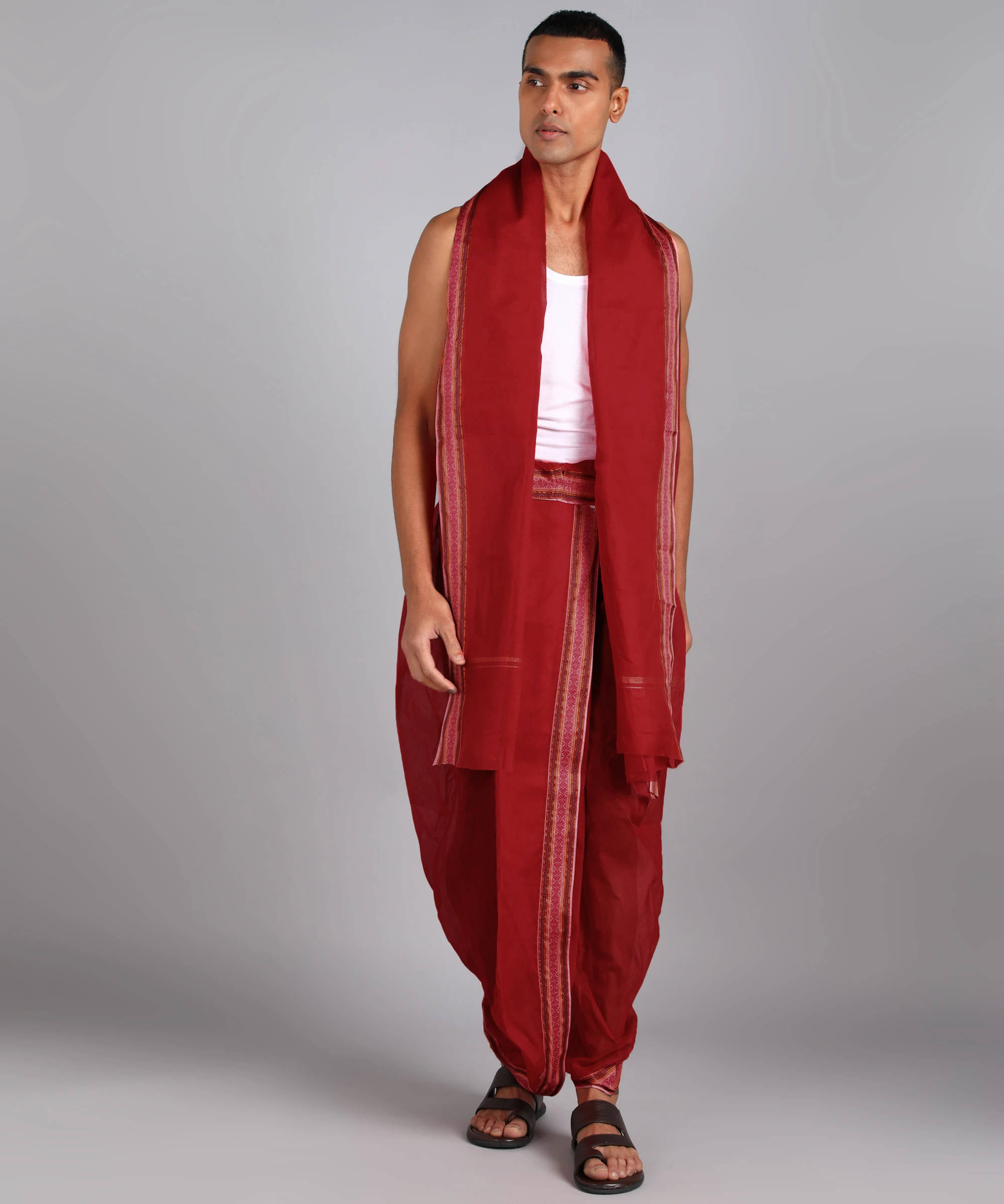     			Akeshavam Cotton Men's Dhoti Red ( Pack of 1 )
