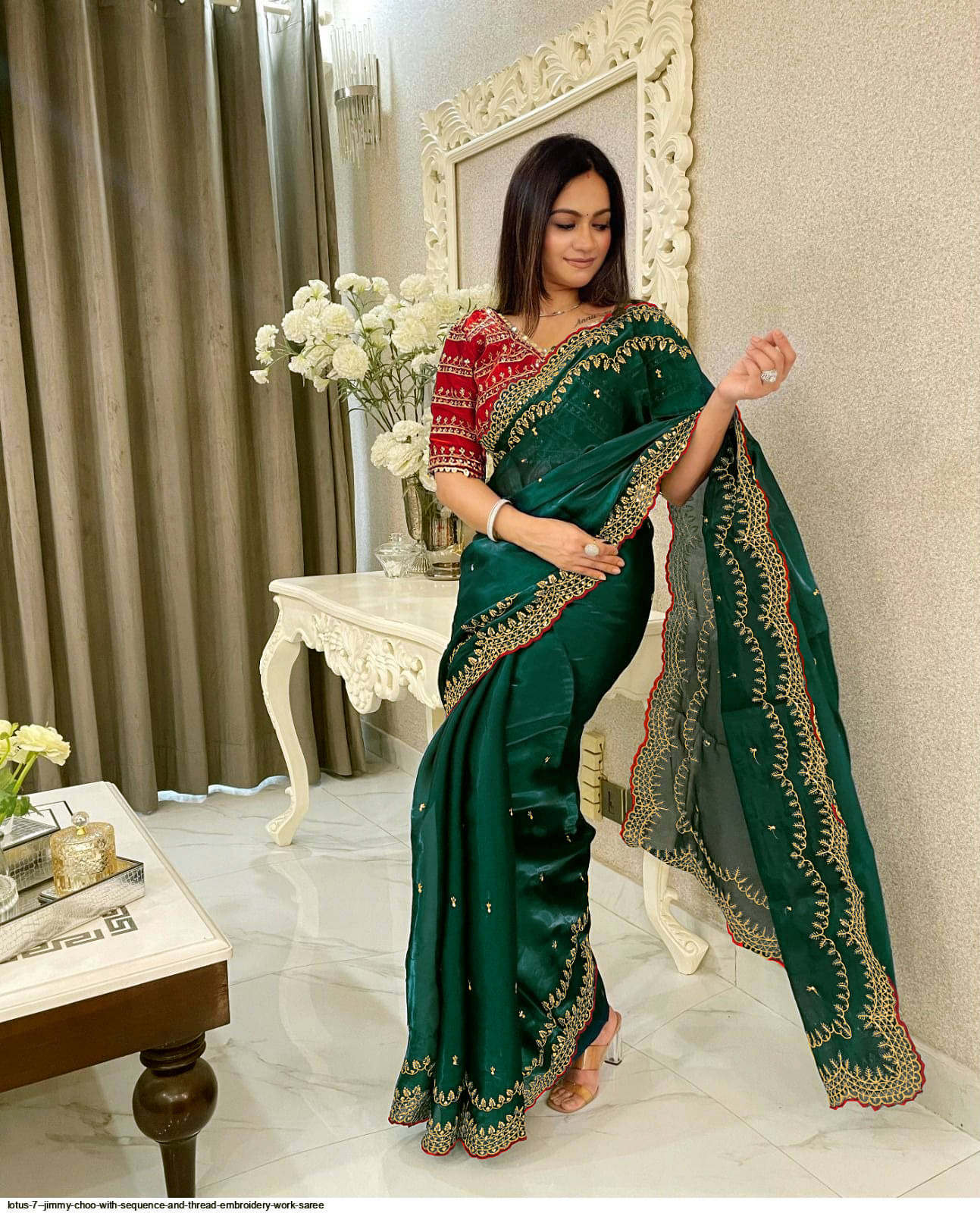 Avenue Creation Zimmy Choo Embroidered Saree With Unstitched Blouse Piece ( Green ) Avenue Creation Zimmy Choo Embroidered Saree With Unstitched Blouse Piece ( Green )