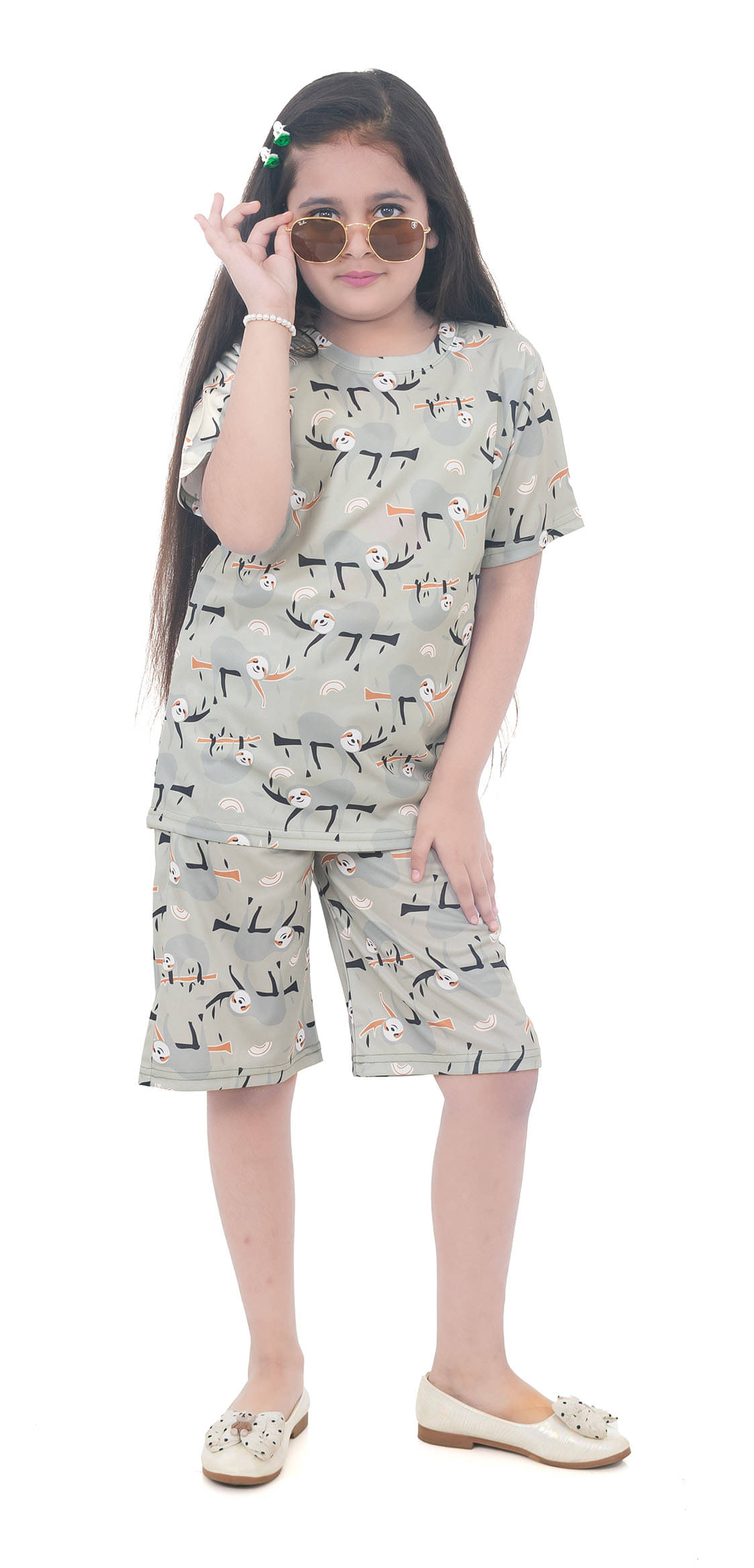     			BUFFARO Pack of 1 Girls Cotton Blend T-shirt & Shorts ( Green )