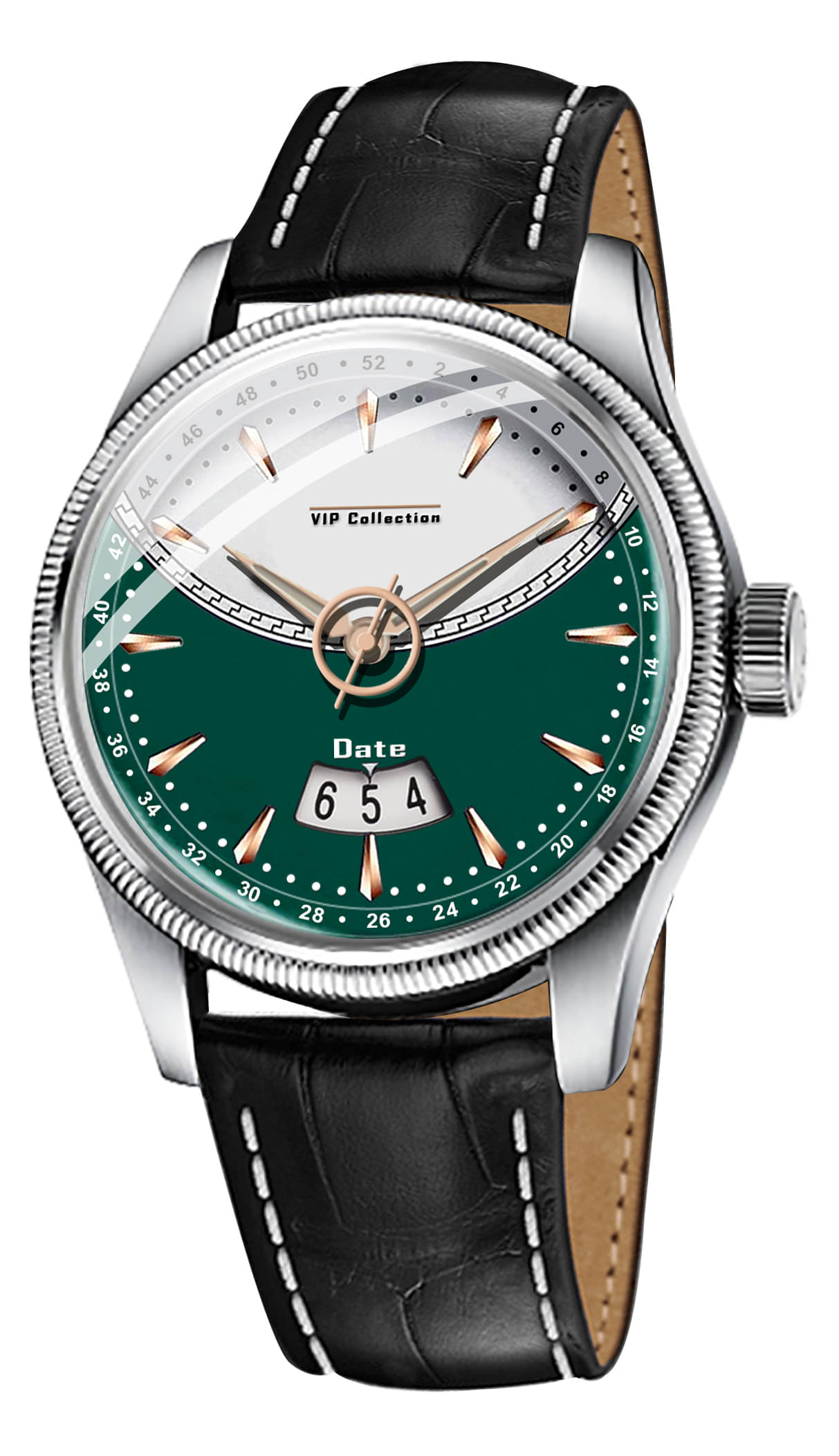     			DoubleRun Black Leather Analog Men's Watch