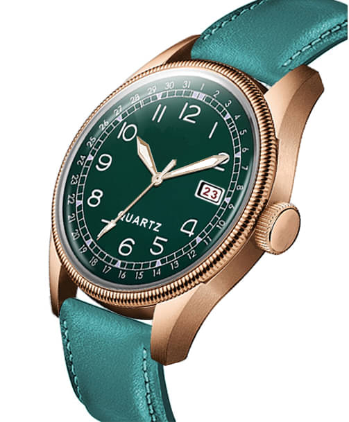     			DoubleRun Green Leather Analog Men's Watch
