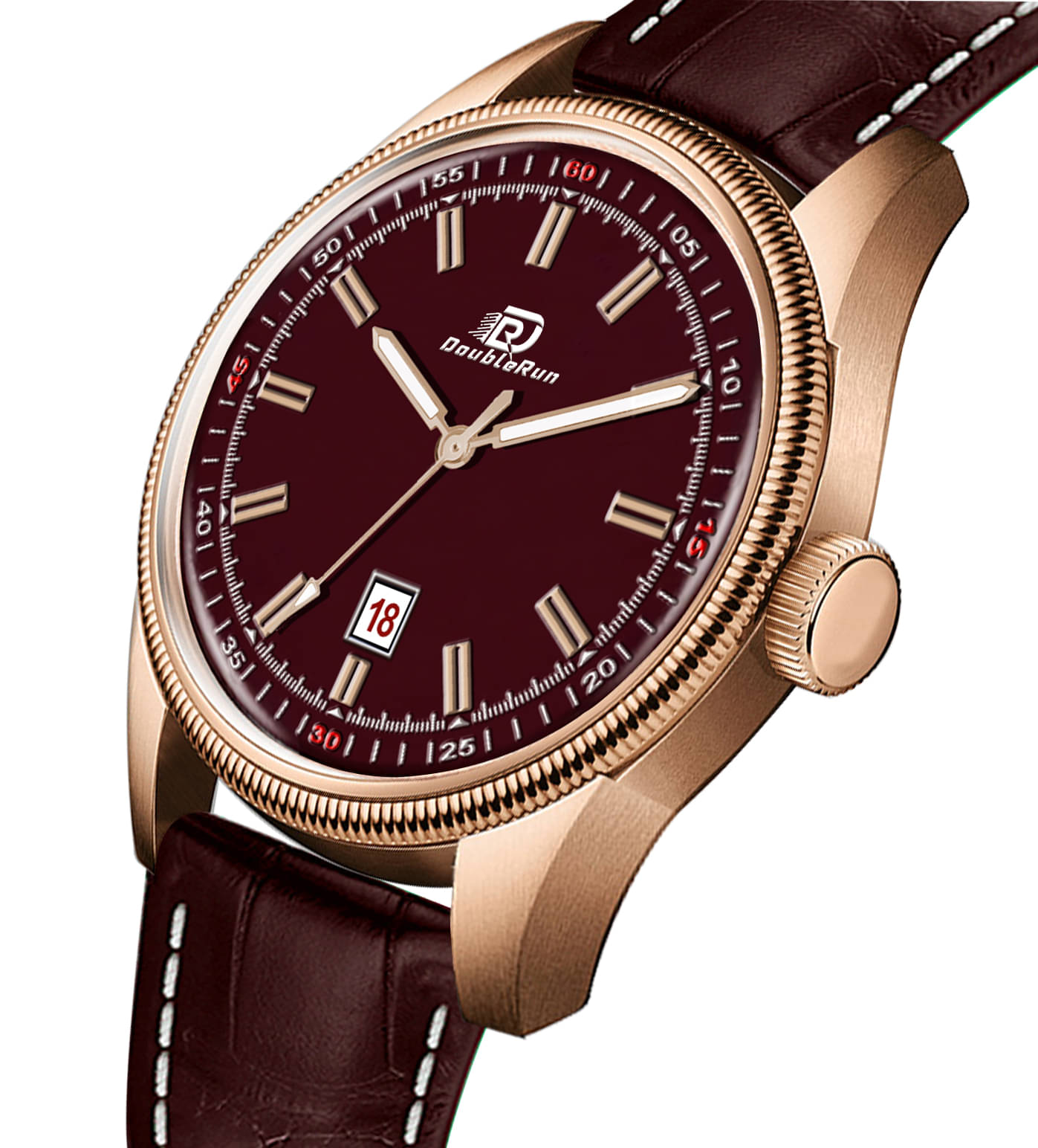     			DoubleRun Maroon Leather Analog Men's Watch