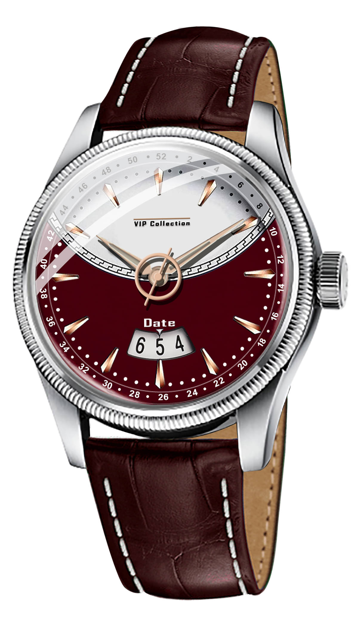     			DoubleRun Maroon Leather Analog Men's Watch