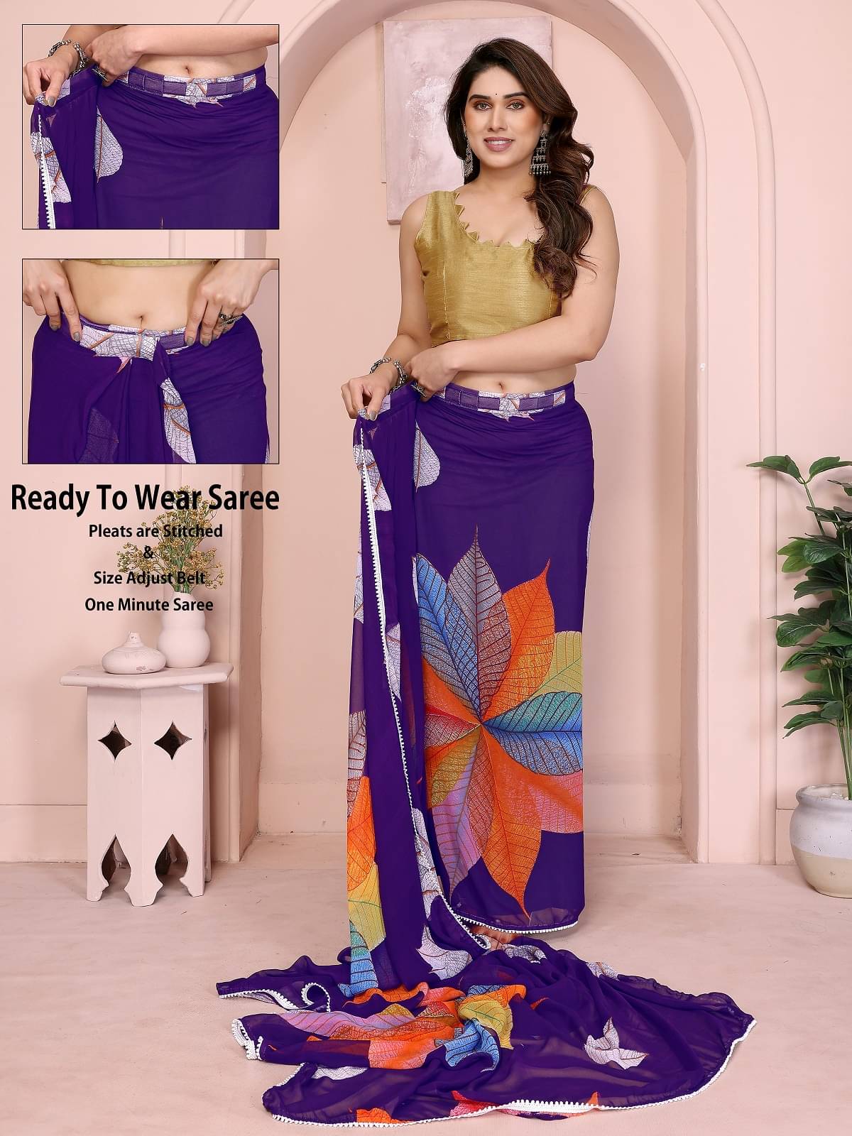 Gazal Fashions Georgette Printed Saree With Unstitched Blouse Piece ( Blue ) Gazal Fashions Georgette Printed Saree With Unstitched Blouse Piece ( Blue )