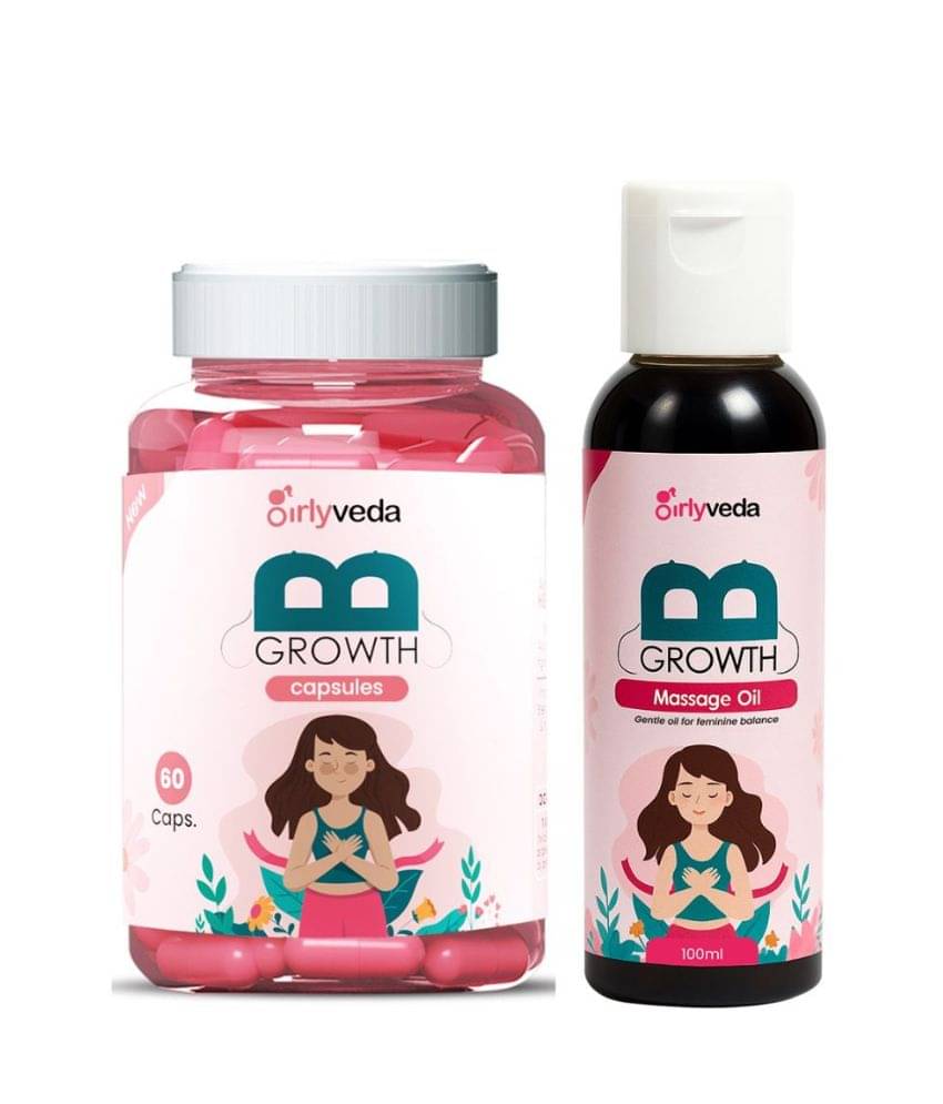     			Girlyveda B Growth Combo Pack of Capsule & Oil Capsule 50 ml Pack Of 2