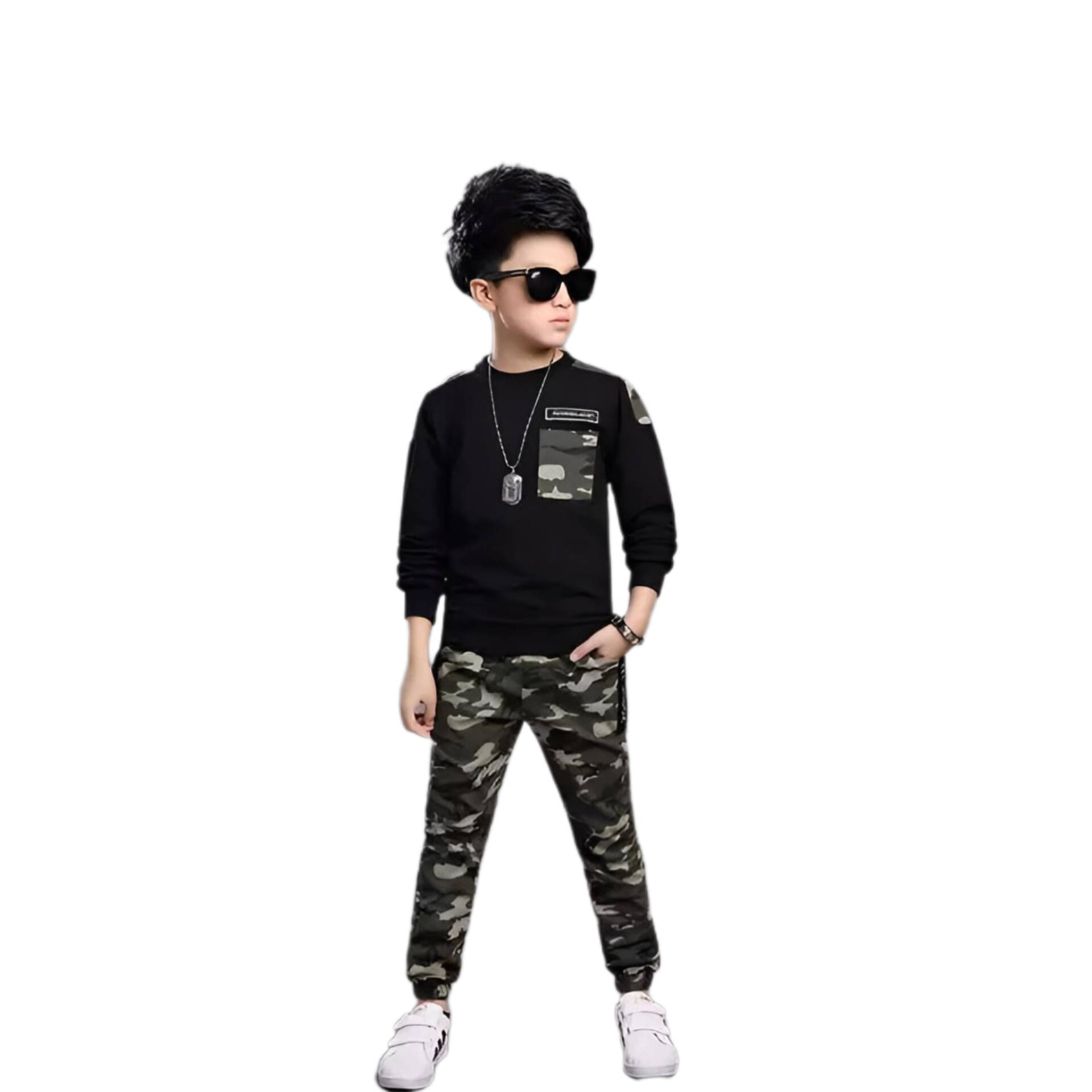     			Laadli Pack of 1 Boys Cotton Blend T-Shirt & Trackpants Set ( Black )
