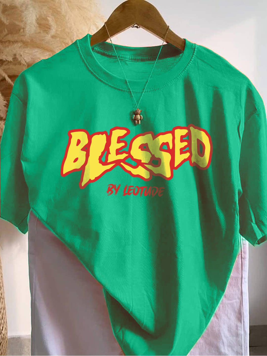     			Leotude Men Cotton Blend Oversized Fit Printed T-Shirt ( Green )