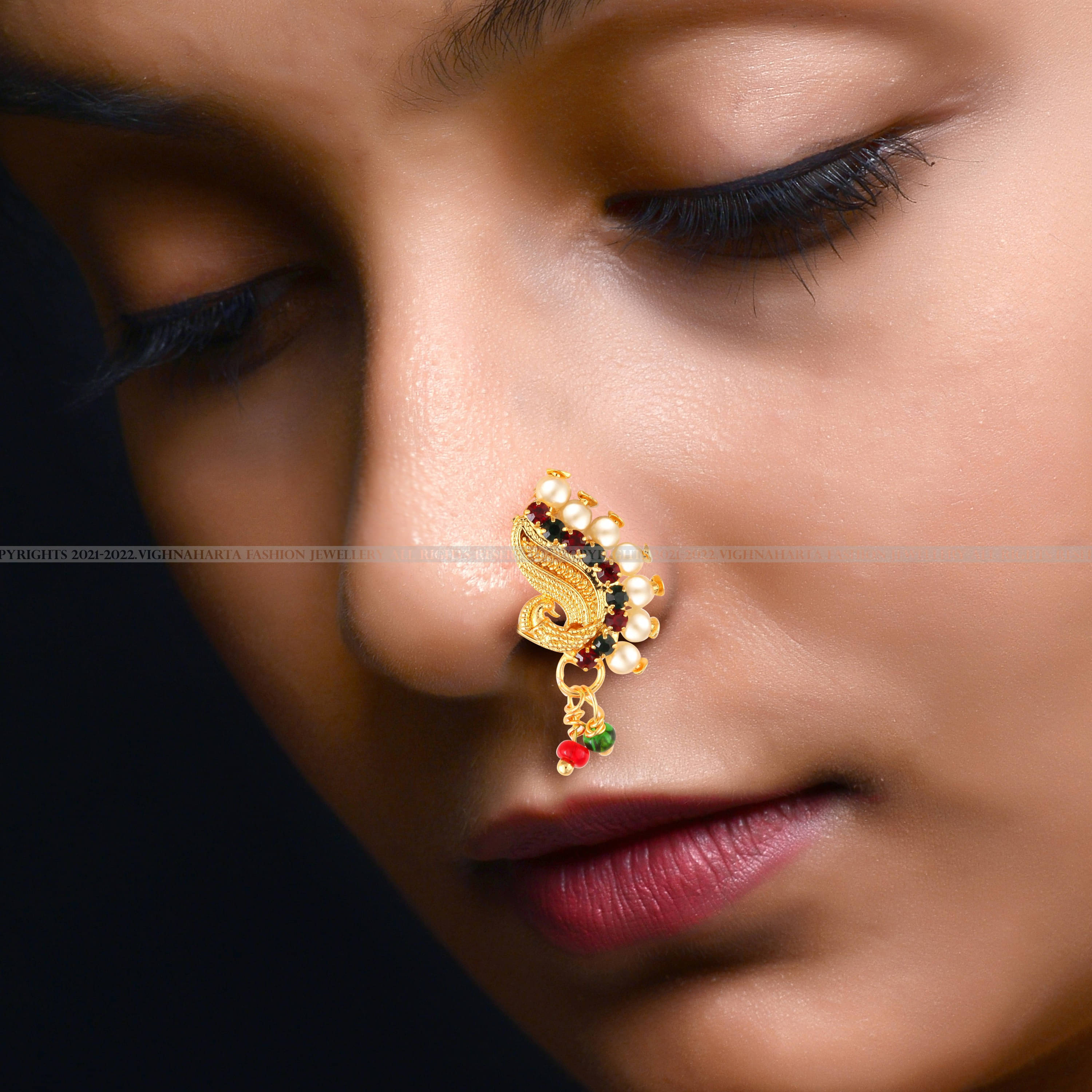     			MEHAK CREATION Silver Plated Metal Nose Stud