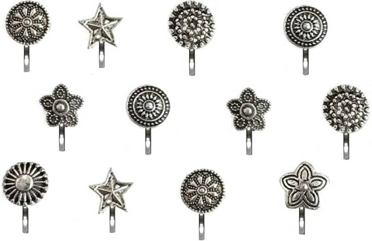 MEHAK CREATION Sterling Silver Plated Brass Nose Ring (Pack of 12) MEHAK CREATION Sterling Silver Plated Brass Nose Ring (Pack of 12)