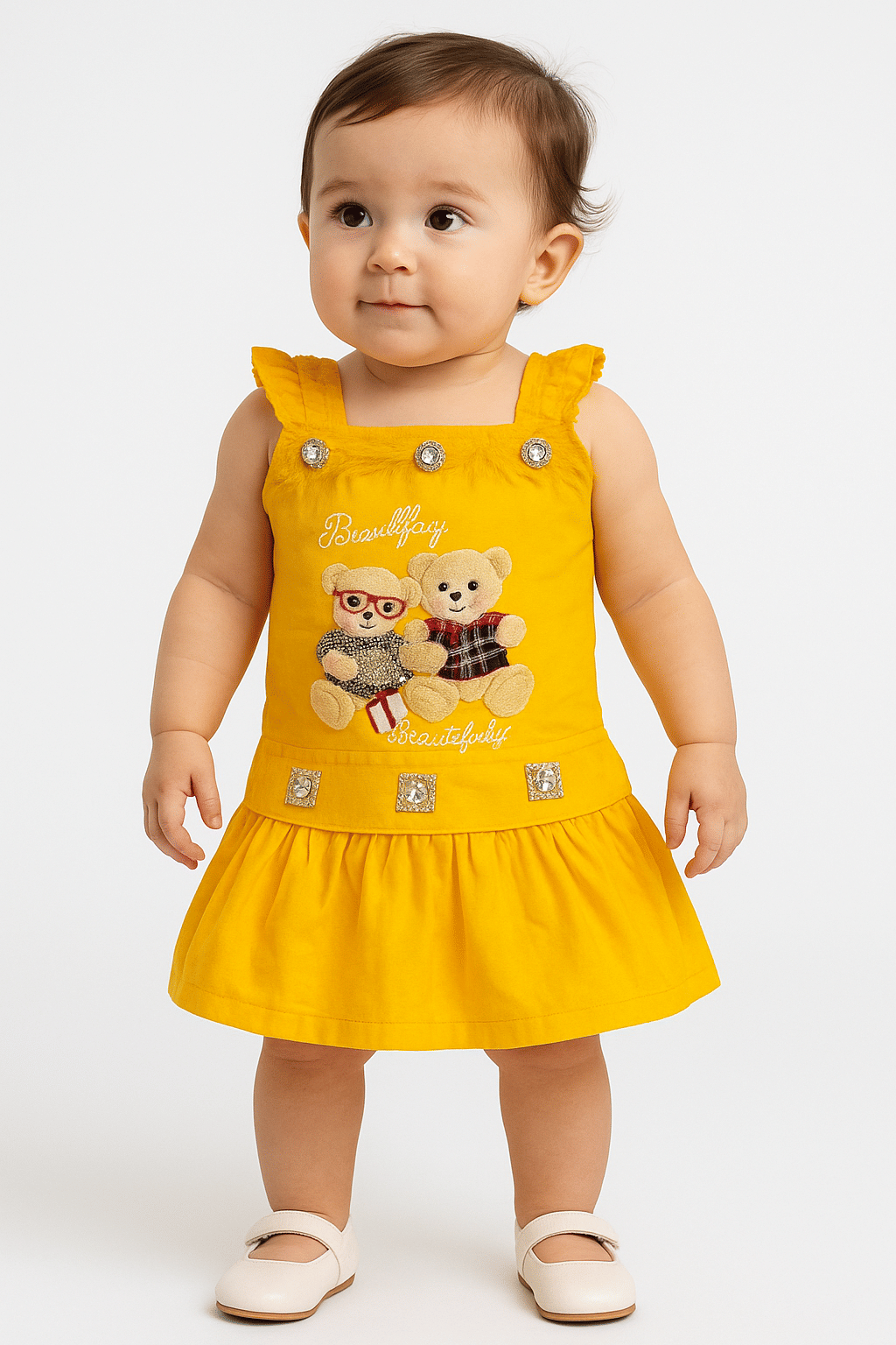     			Maddock Pack of 1 Baby Girls,Unisex for Baby Crepe Dress ( Yellow )