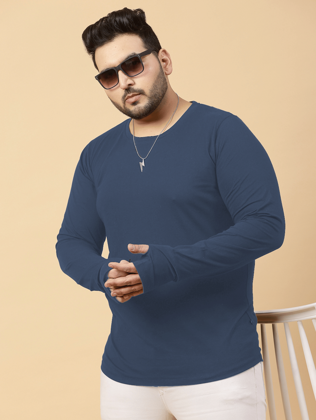     			Rigo Men Cotton Slim Fit Solid T-Shirt ( Navy Blue )
