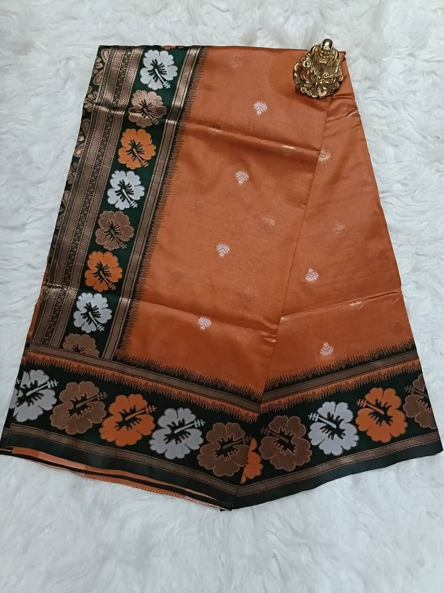 Semore Art Silk Solid Saree With Unstitched Blouse Piece ( Orange )     			Semore Art Silk Solid Saree With Unstitched Blouse Piece ( Orange )