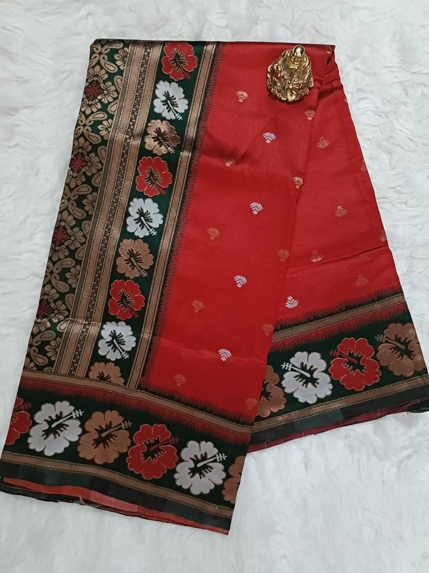 Semore Art Silk Solid Saree With Unstitched Blouse Piece ( Red ) Semore Art Silk Solid Saree With Unstitched Blouse Piece ( Red )