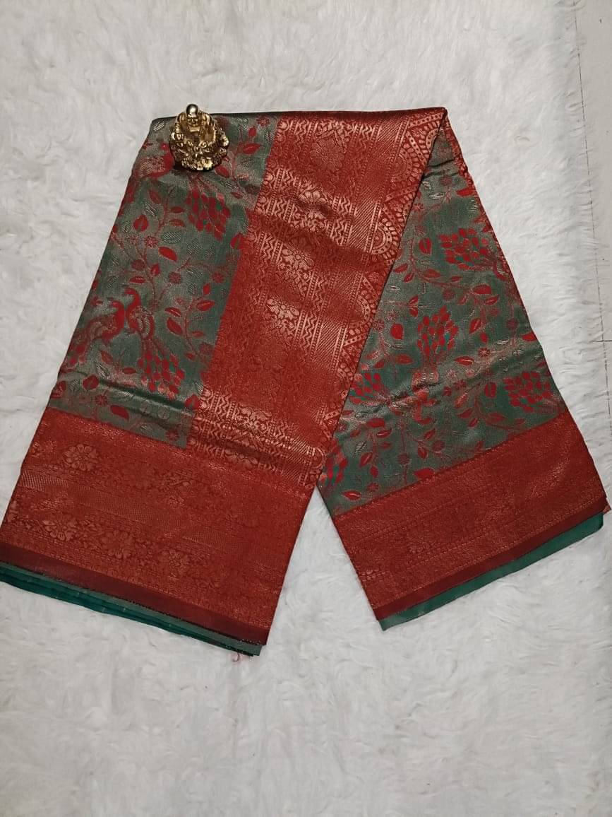    			Semore Art Silk Solid Saree With Unstitched Blouse Piece ( Rama )