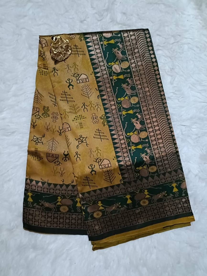 Semore Art Silk Solid Saree With Unstitched Blouse Piece ( Yellow ) Semore Art Silk Solid Saree With Unstitched Blouse Piece ( Yellow )