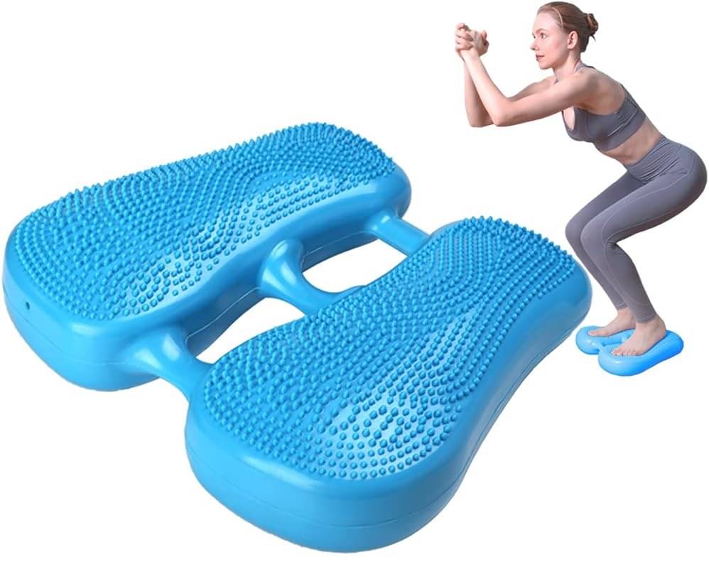 Shopeleven Mini Stepper, Inflatable Steppers for Exercise & Fitness, Under Desk Portable Folding Foot Peddle Exerciser, Standing Balance Cushion with Massage Dots Physical Therapy Leg (Blue) Shopeleven Mini Stepper, Inflatable Steppers for Exercise & Fitness, Under Desk Portable Folding Foot Peddle Exerciser, Standing Balance Cushion with Massage Dots Physical Therapy Leg (Blue)