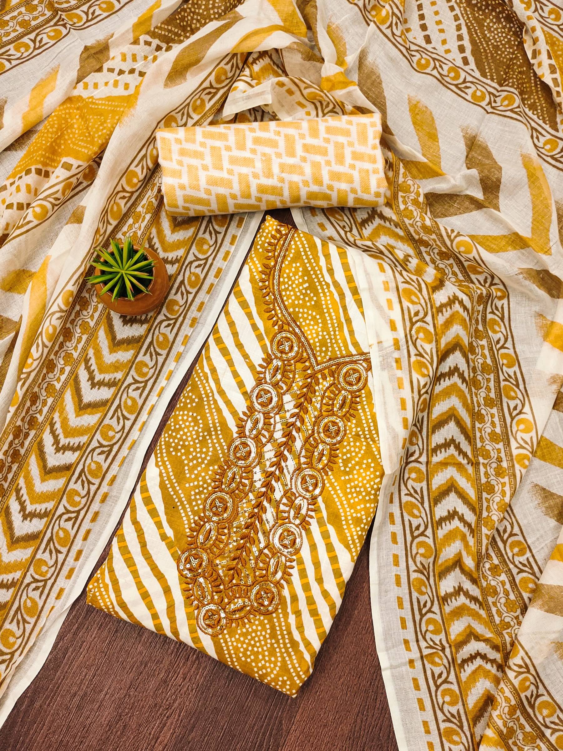 Shree Mahantam Women Cotton Unstitched Dress Material ( Yellow ) Shree Mahantam Women Cotton Unstitched Dress Material ( Yellow )