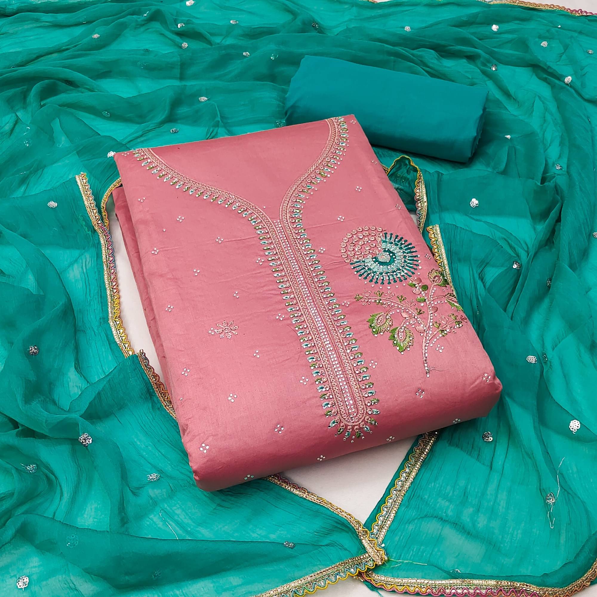     			Shree Mahantam Women Cotton Unstitched Dress Material ( Pink )