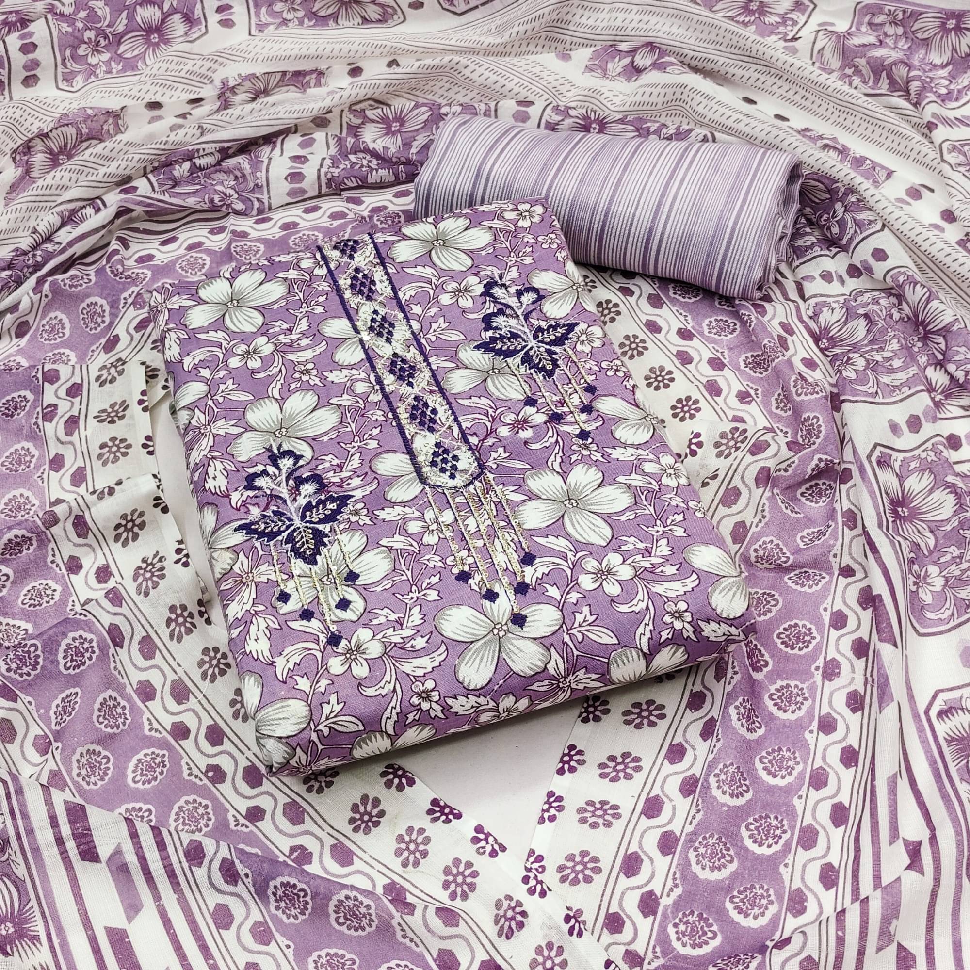     			Shree Mahantam Women Cotton Unstitched Dress Material ( Purple )