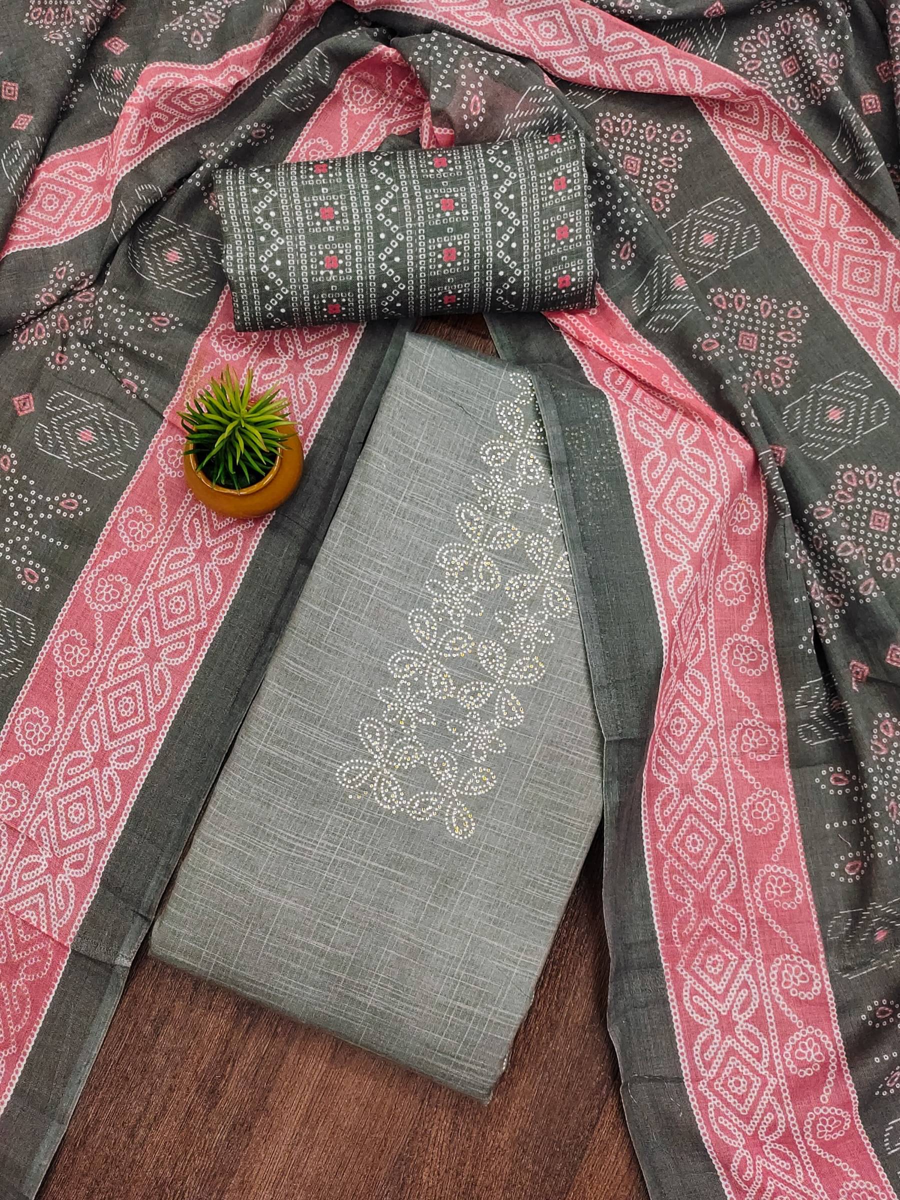     			Shree Mahantam Women Cotton Unstitched Dress Material ( Grey )