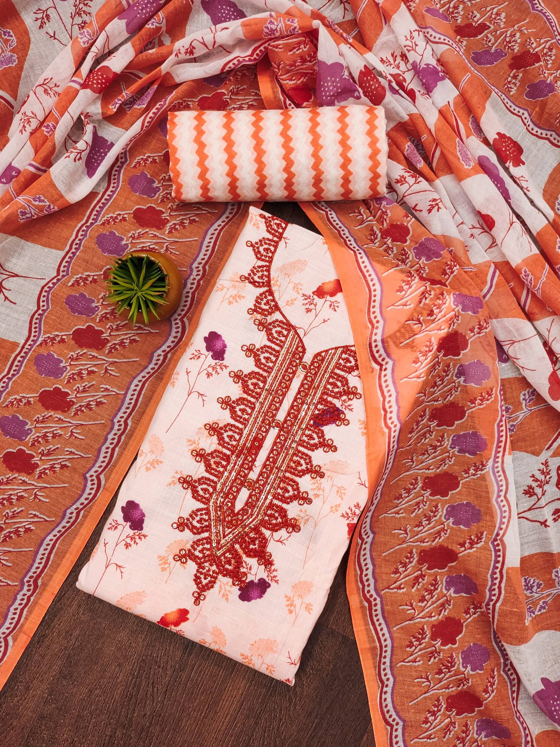 Shree Mahantam Women Cotton Unstitched Dress Material ( Peach ) Shree Mahantam Women Cotton Unstitched Dress Material ( Peach )