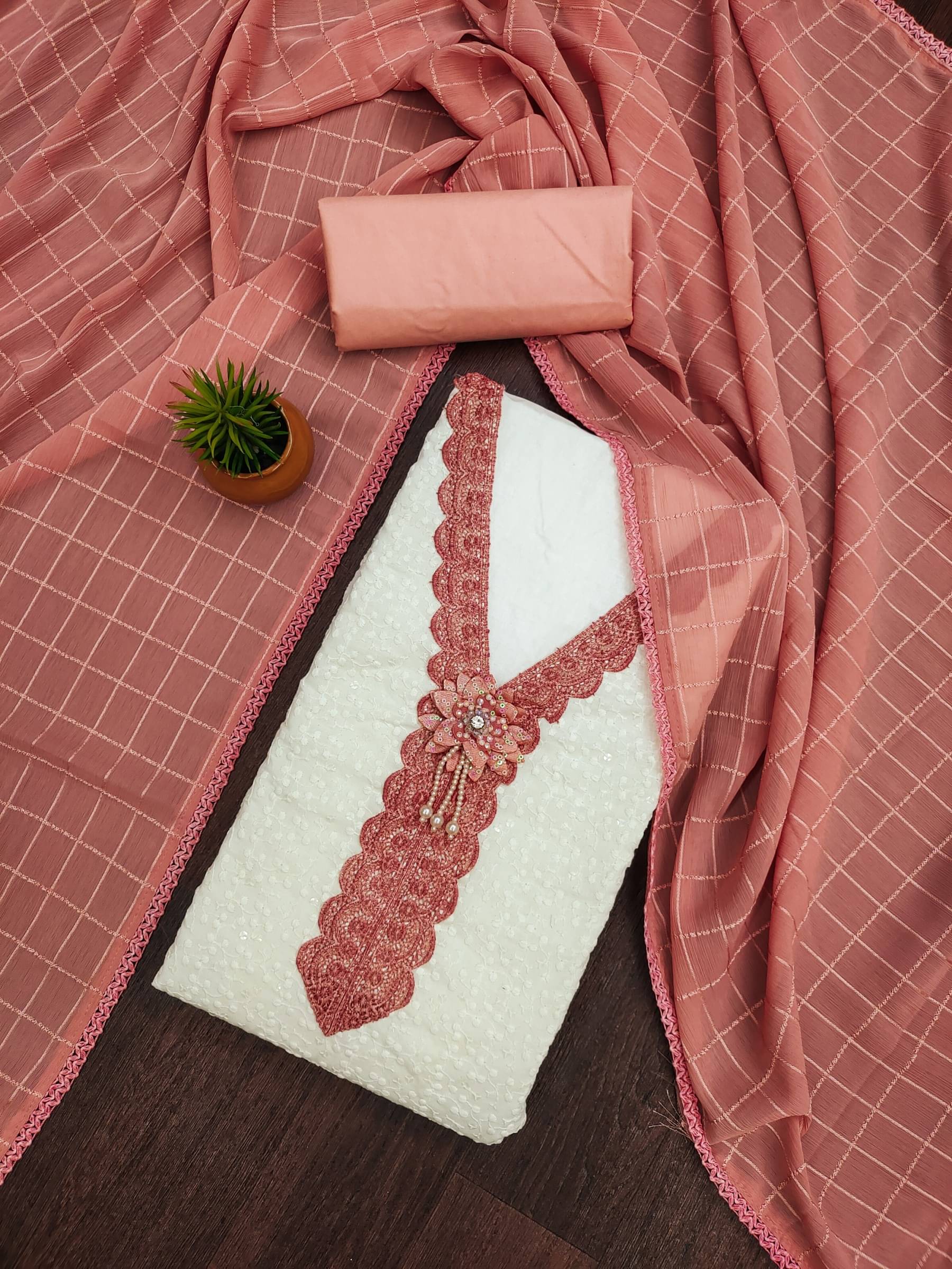 Shree Mahantam Women Cotton Unstitched Dress Material ( Peach ) Shree Mahantam Women Cotton Unstitched Dress Material ( Peach )