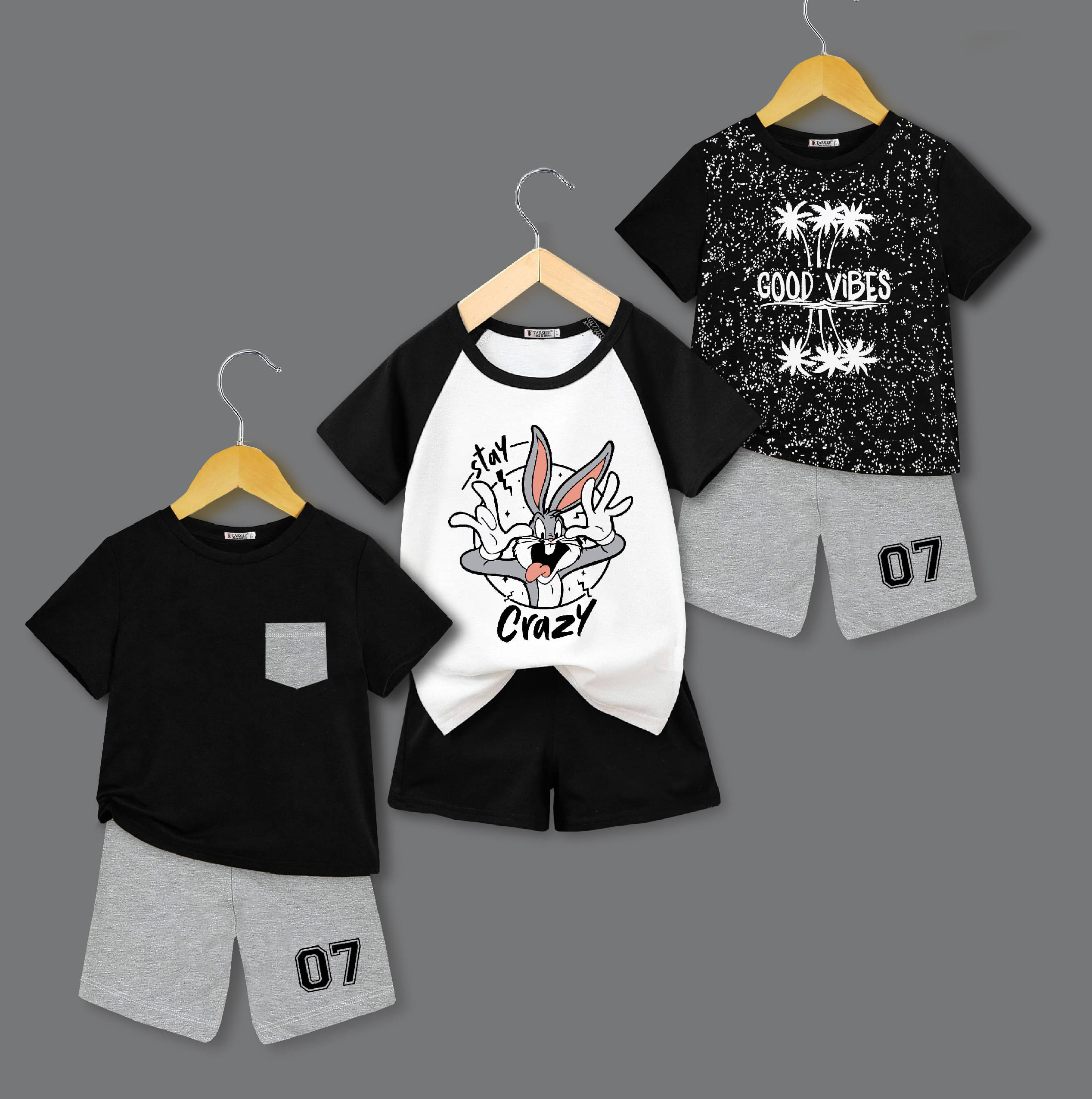     			Tarsier Pack of 3 Boys Cotton Blend T-Shirt & Shorts Set ( Multicolor 2 )