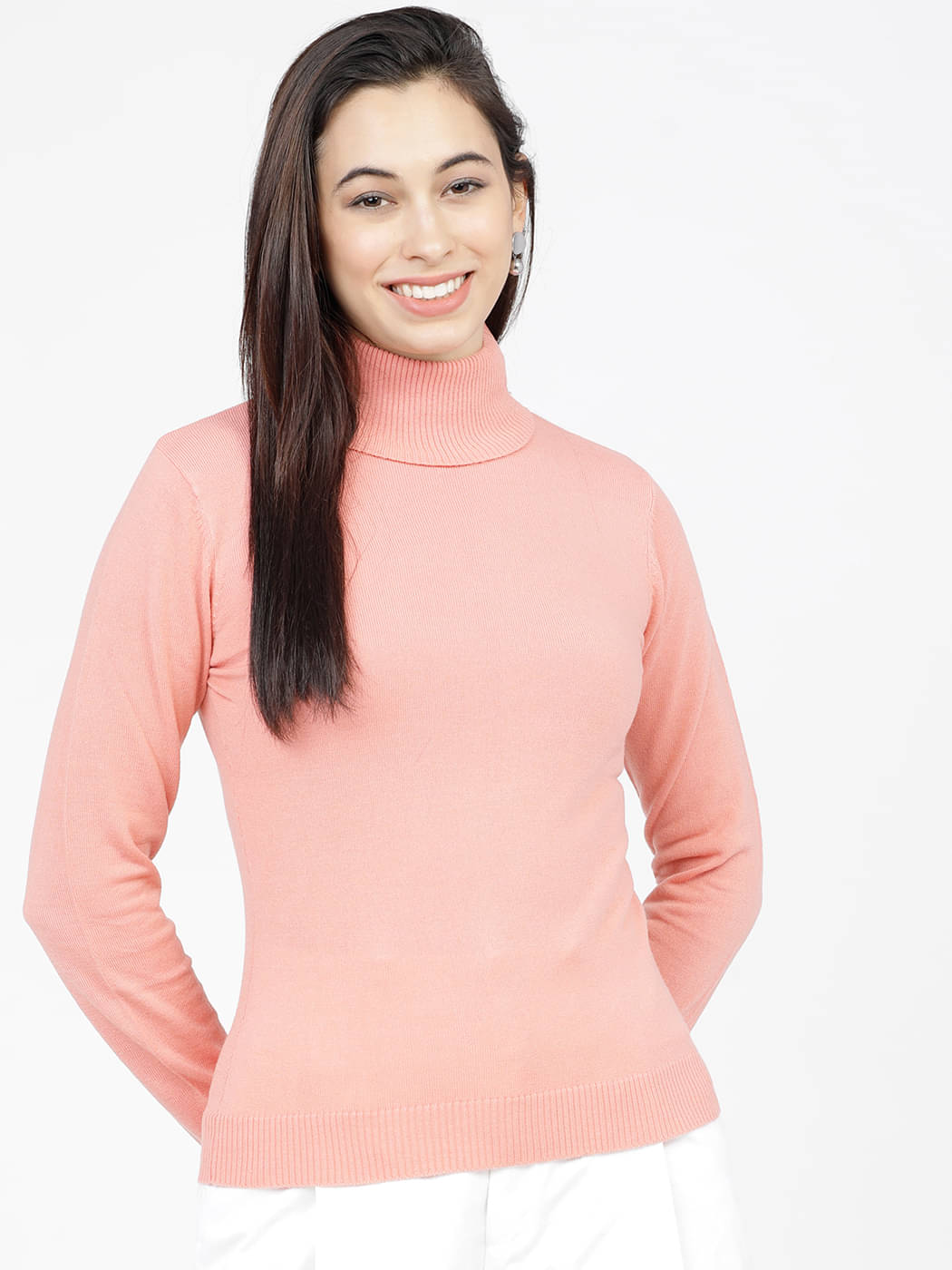 Tokyo Talkies Acrylic Regular Collar Women's Pullovers - Pink ( ) Tokyo Talkies Acrylic Regular Collar Women's Pullovers - Pink ( )